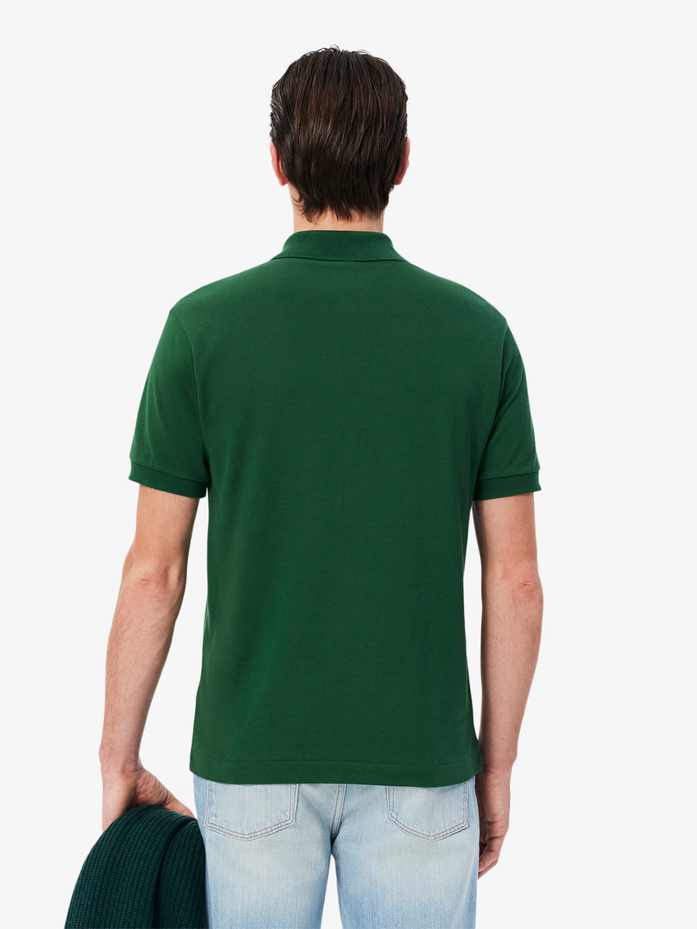 LACOSTE Classic Fit L.12.12 Original Polo Shirt in Pine Green - Chest Detail Featuring Iconic Embroidered Green Crocodile Logo