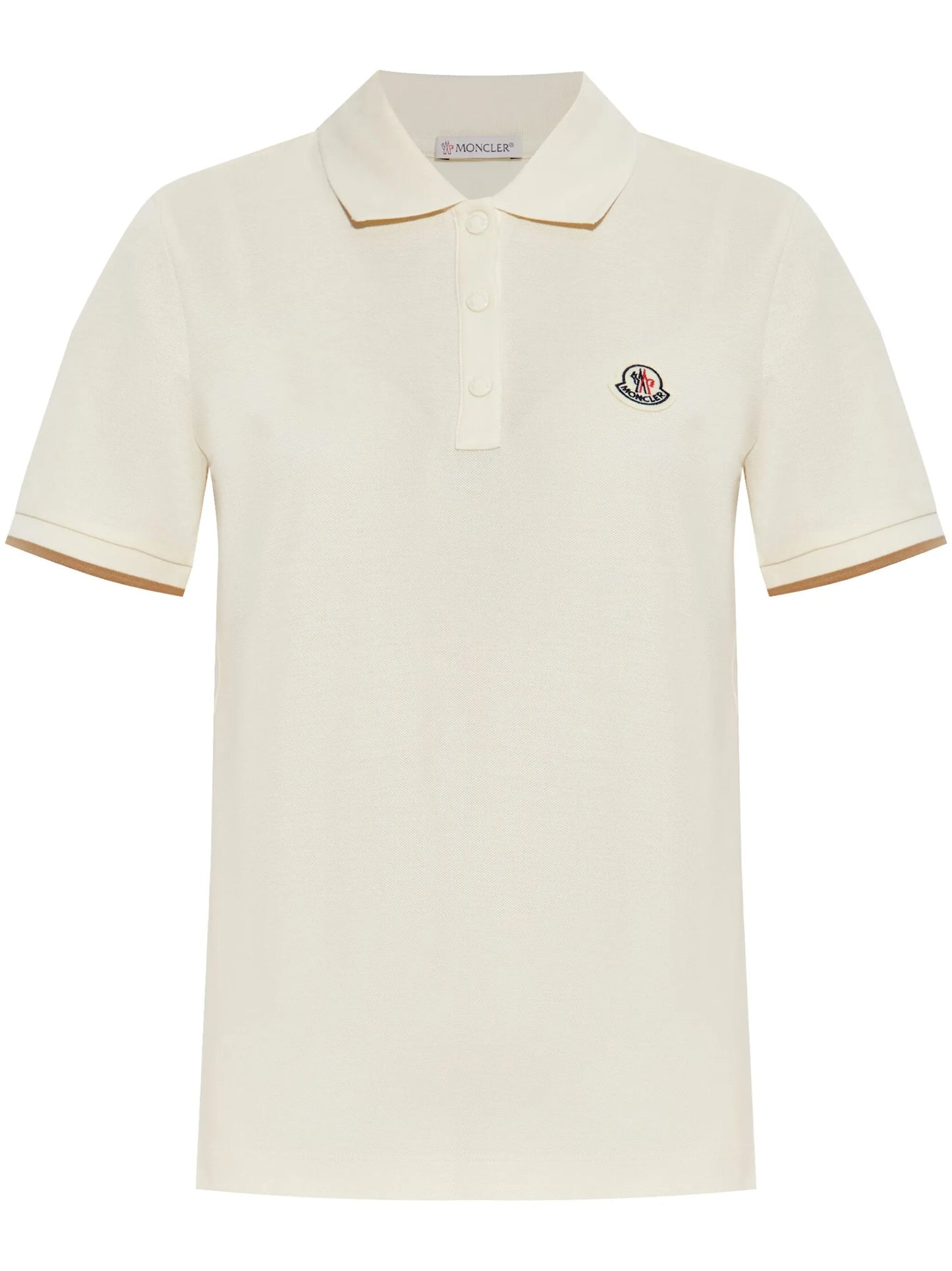 MONCLER WOMEN Logo Patch Polo Shirt White - MAISONDEFASHION.COM