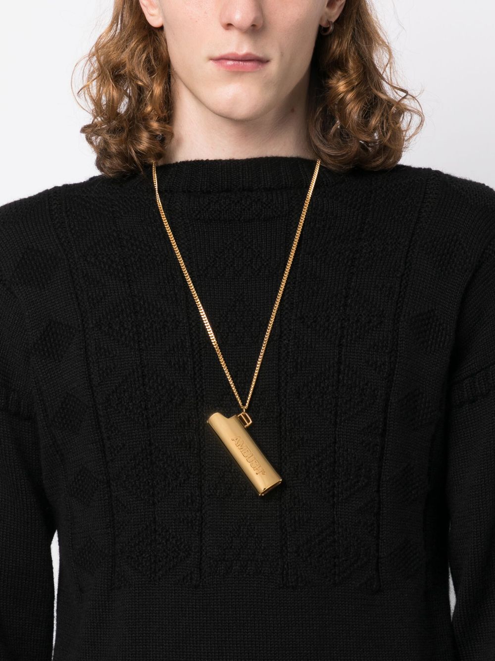 AMBUSH Logo Lighter Case Necklace Gold - MAISONDEFASHION.COM