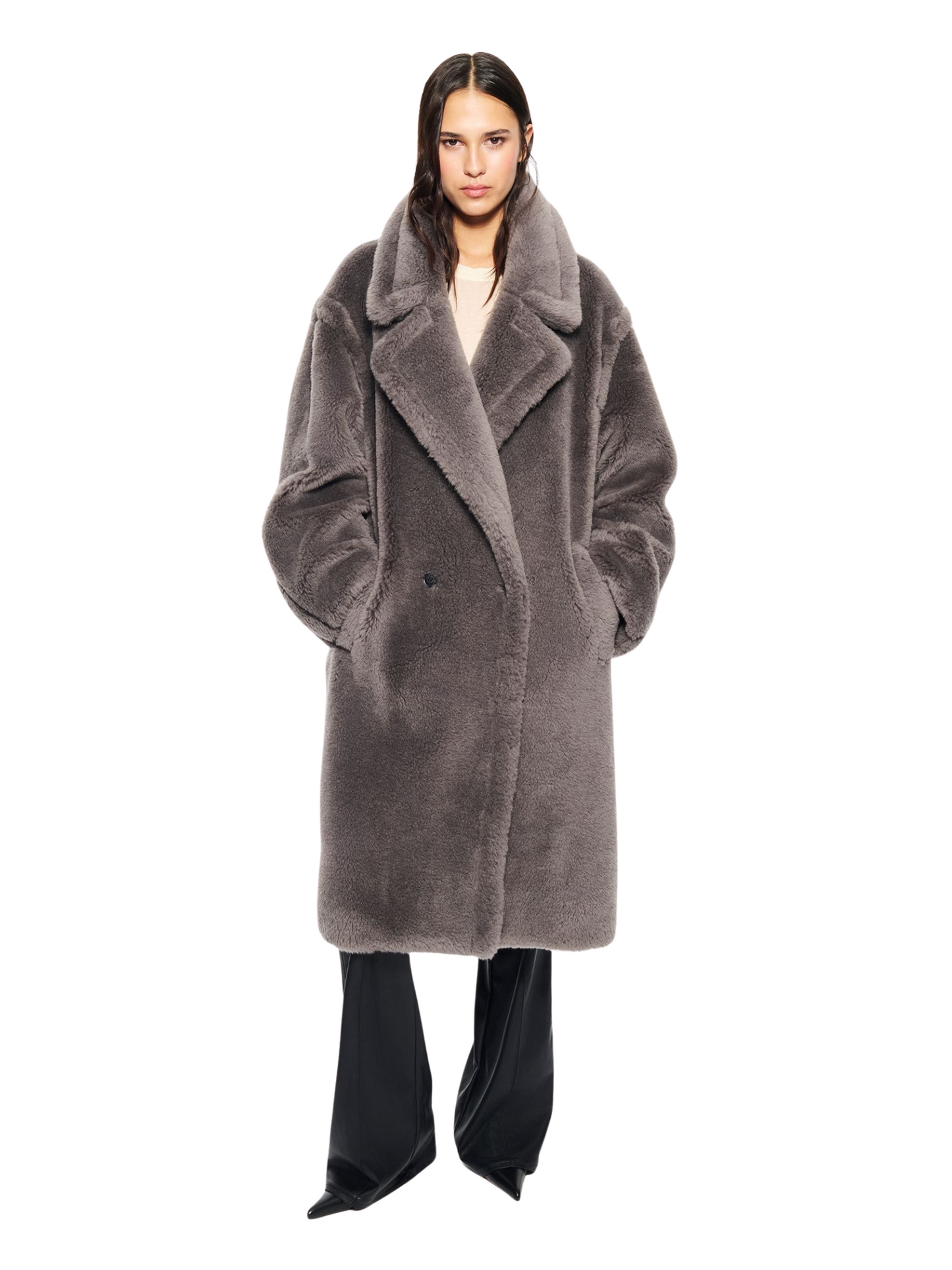 STAND STUDIO WOMEN Biba Long Coat Grey - MAISONDEFASHION.COM