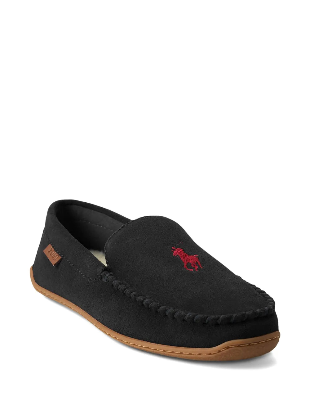 RALPH LAUREN Brenan Suede Slippers Black - MAISONDEFASHION.COM