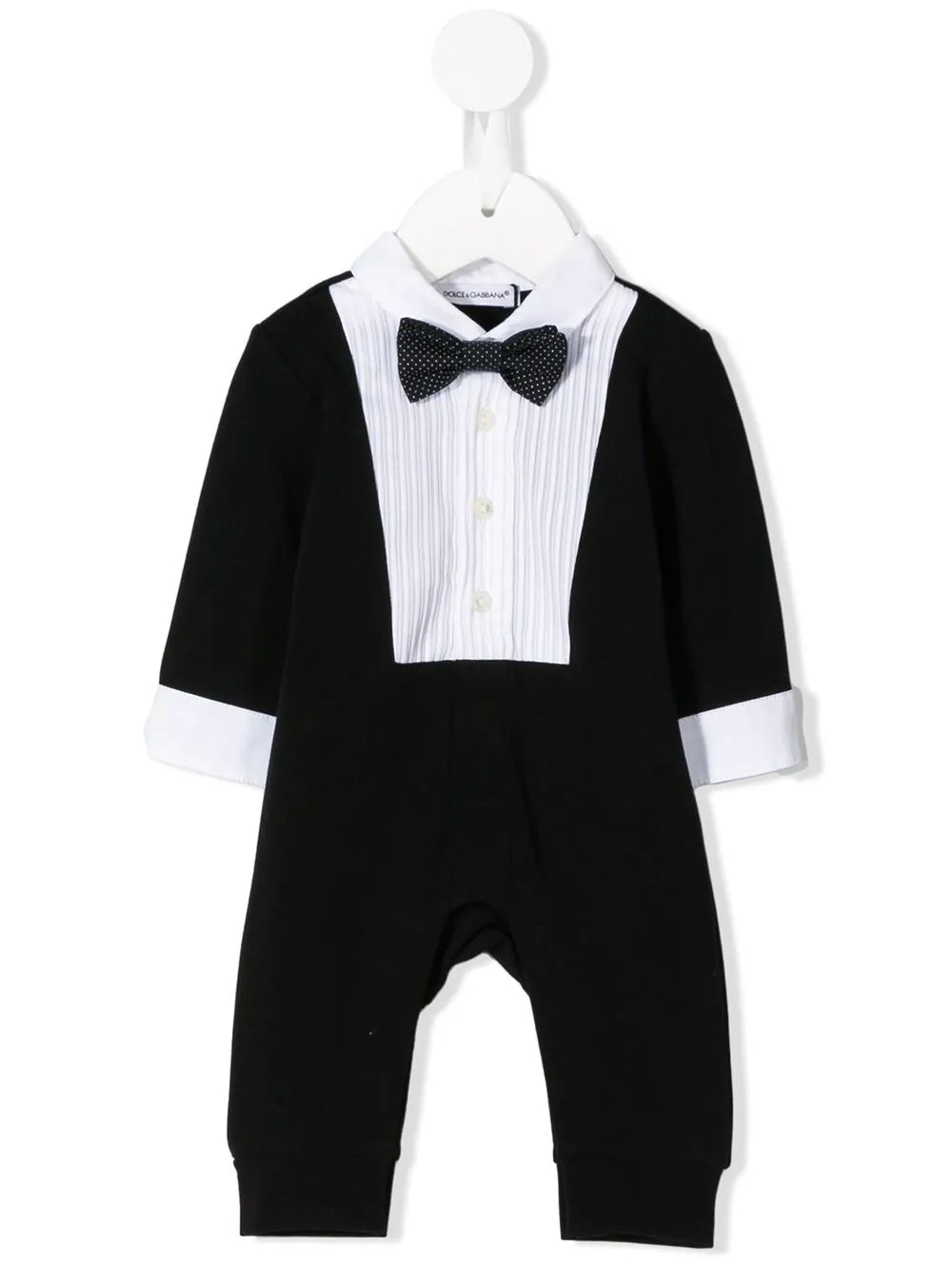 DOLCE & GABBANA BABY Boys Poplin Tuxedo Romper Black - MAISONDEFASHION.COM