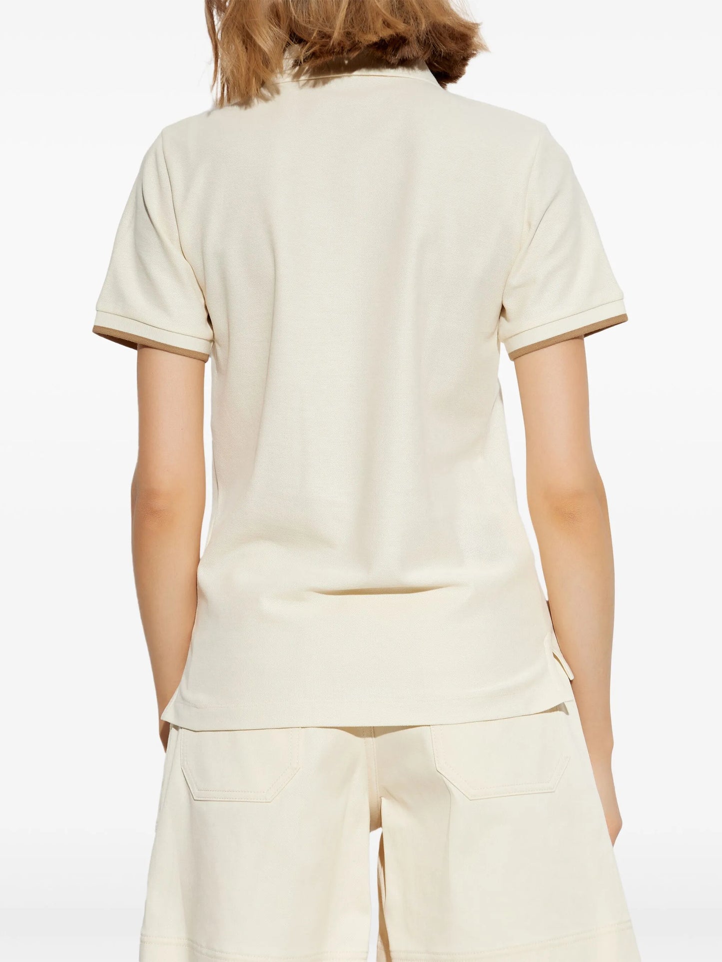 MONCLER WOMEN Logo Patch Polo Shirt White - MAISONDEFASHION.COM