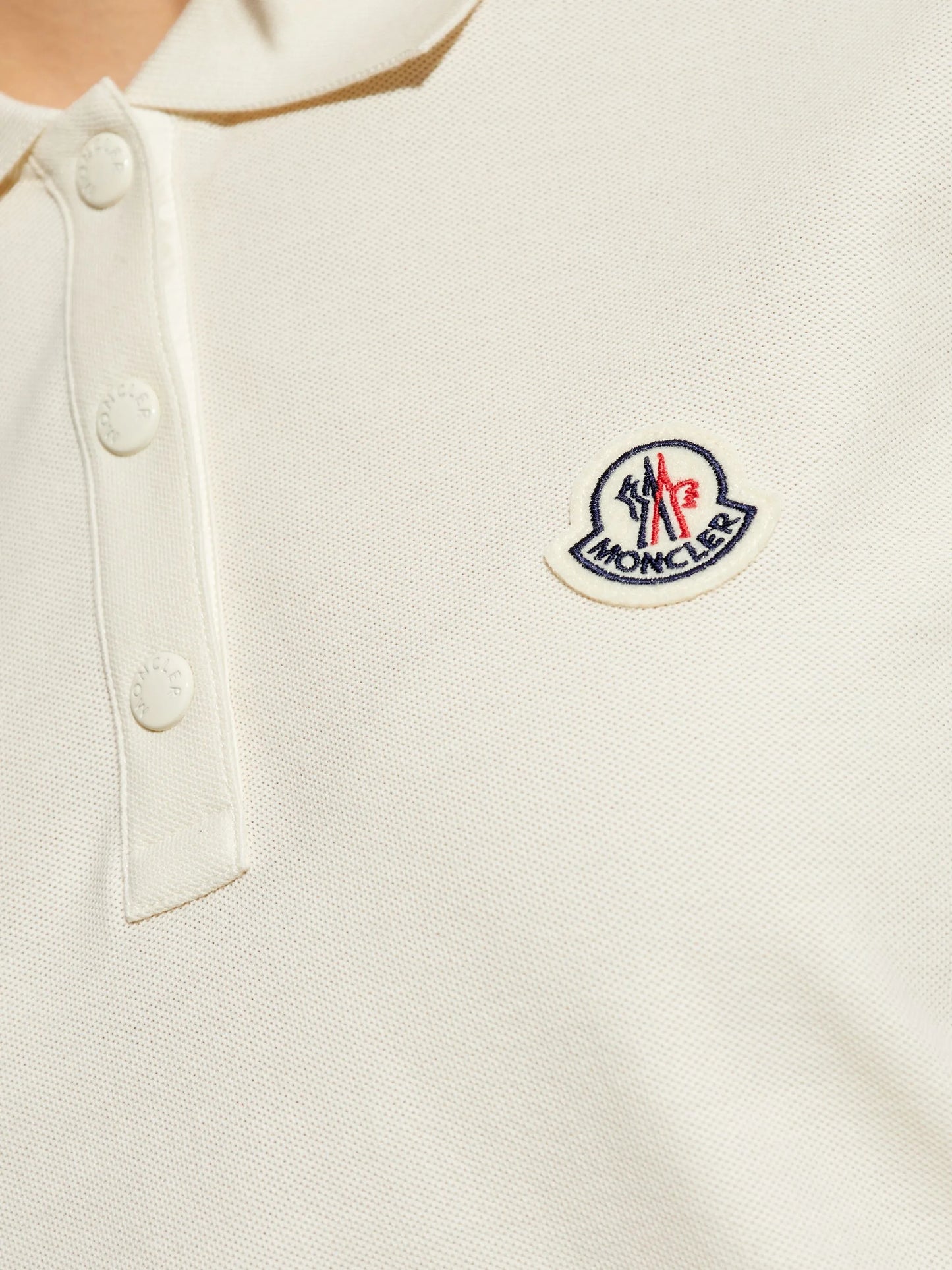 MONCLER WOMEN Logo Patch Polo Shirt White - MAISONDEFASHION.COM
