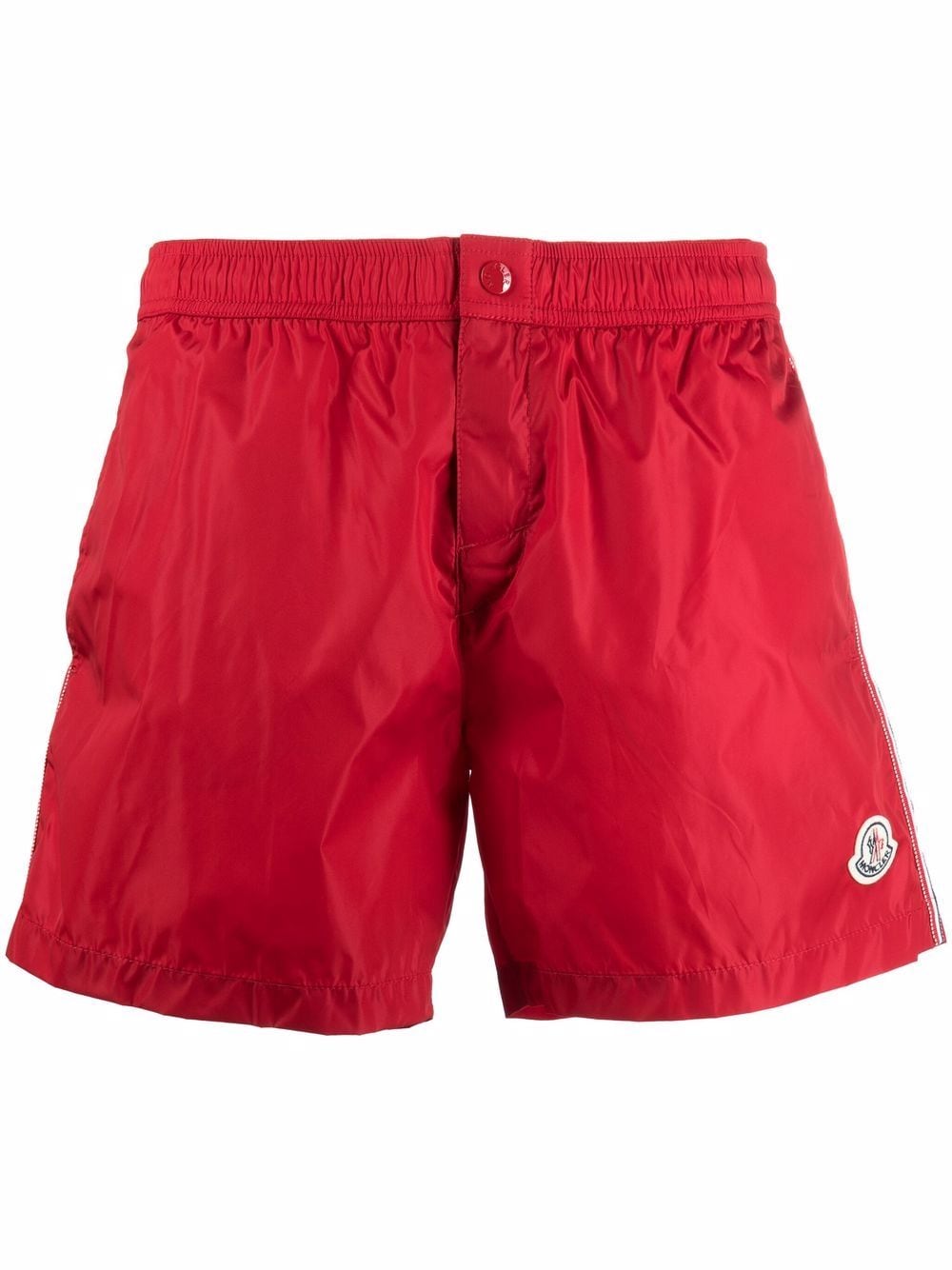 MONCLER Logo Patch Swim Shorts Red - MAISONDEFASHION.COM