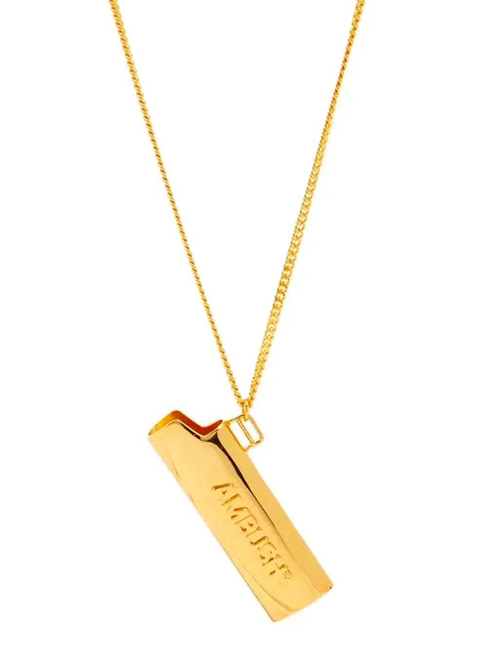AMBUSH Logo Lighter Case Necklace Gold - MAISONDEFASHION.COM
