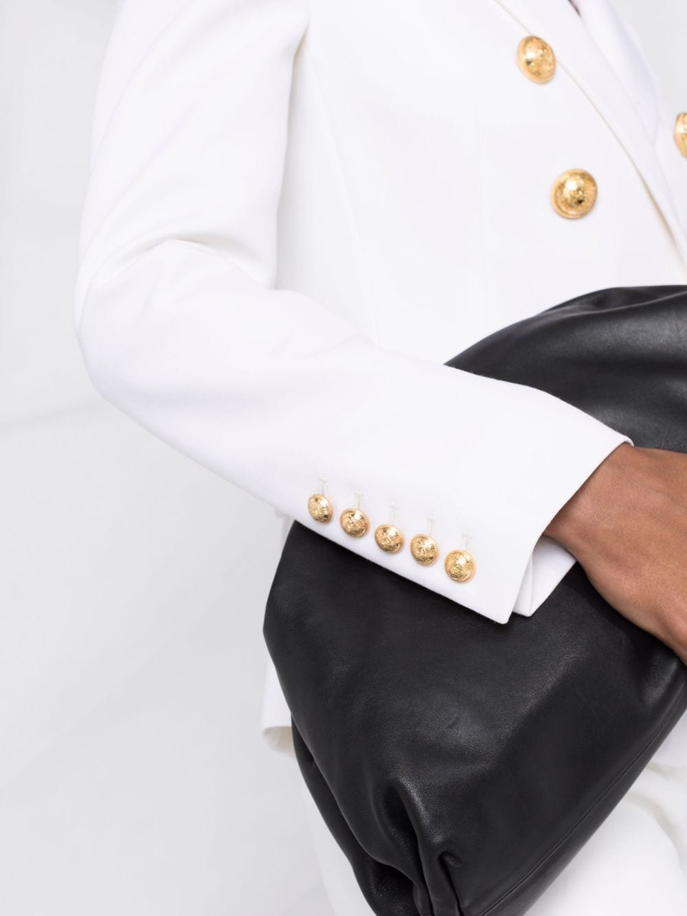 BALMAIN WOMEN Double-breasted blazer White - MAISONDEFASHION.COM