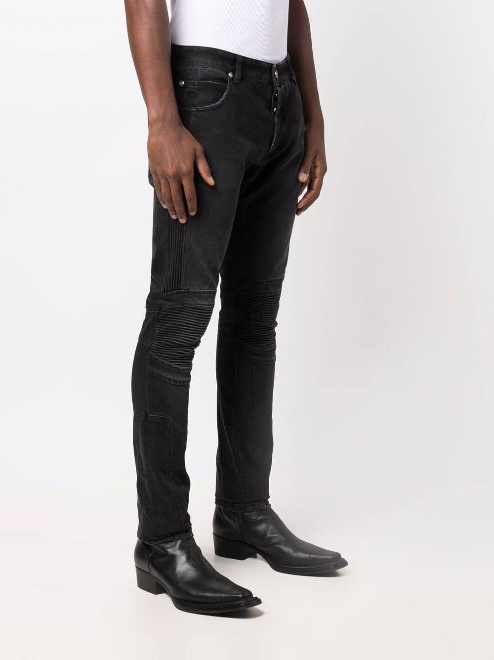 BALMAIN B Embroidered Skinny Jeans Black - MAISONDEFASHION.COM