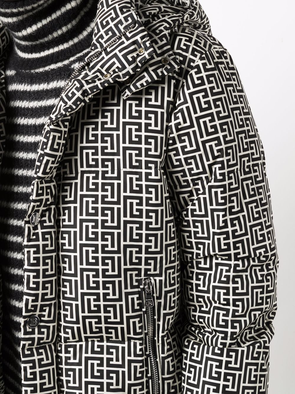 BALMAIN Monogram-print padded jacket - MAISONDEFASHION.COM