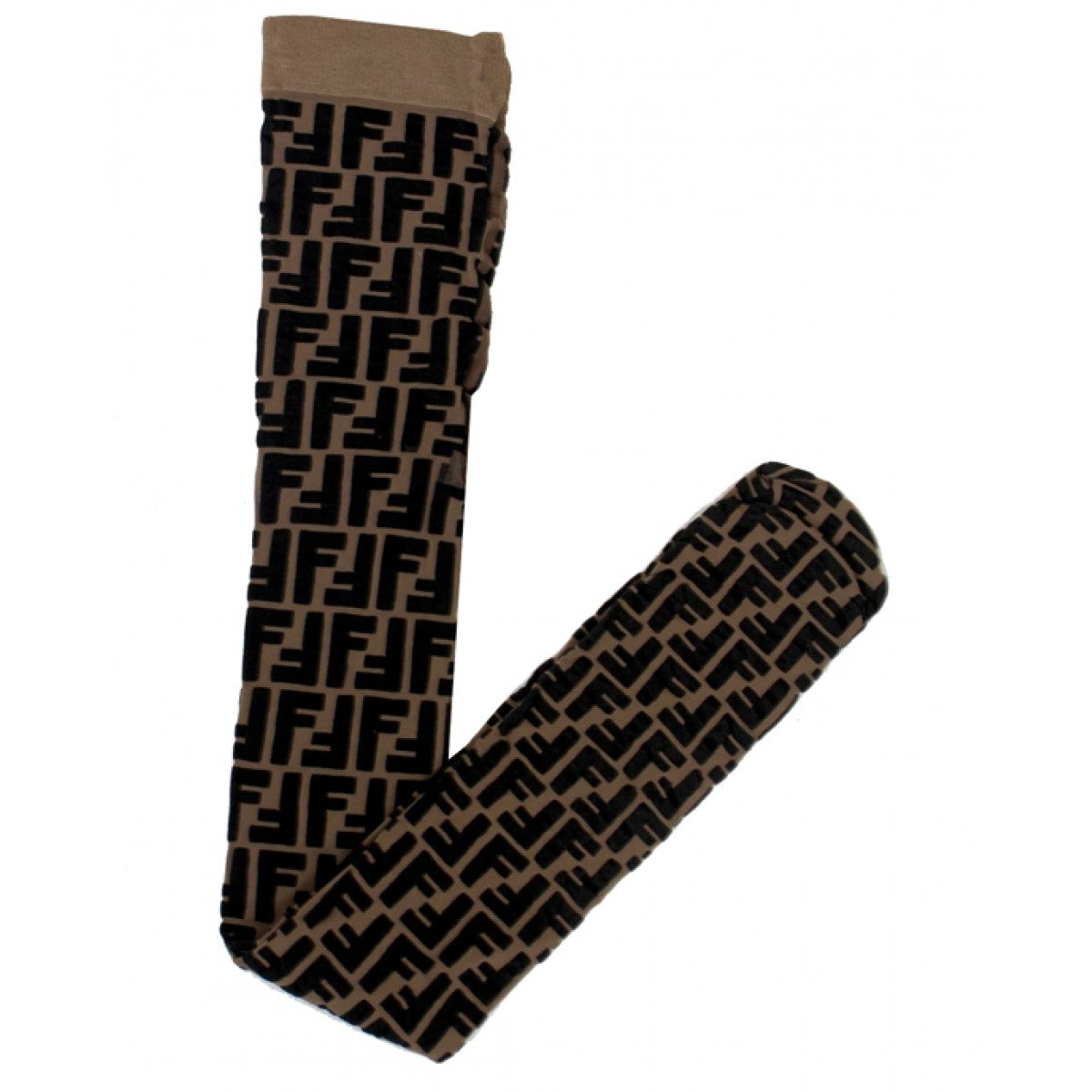 FENDI KIDS FF Logo Tights Brown - MAISONDEFASHION.COM