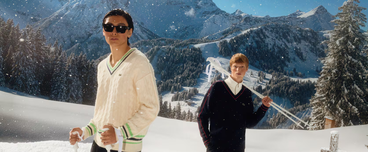 lacoste models skiing in lacoste