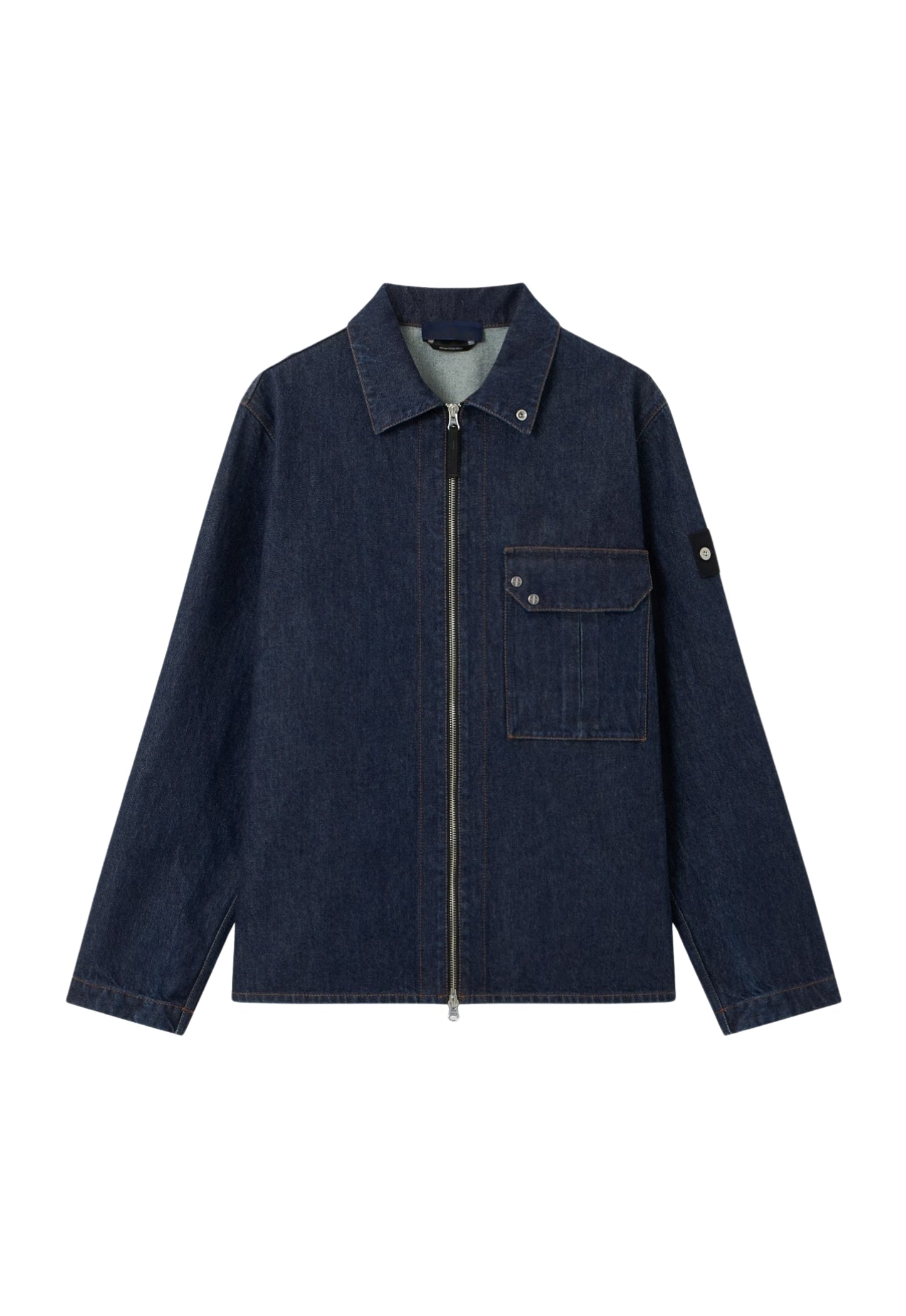 STONE ISLAND Research Indigo Denim Zip Shirt Jacket Blue Rinse - MAISONDEFASHION.COM