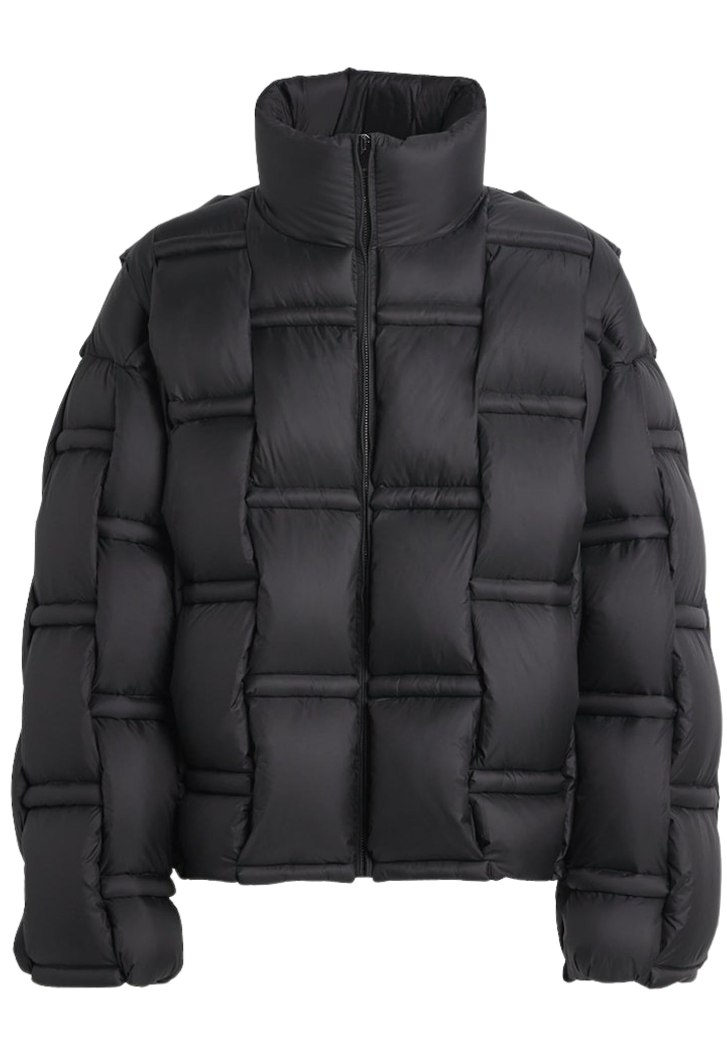 RAXXY 3D Down-Filled Angular Puffer Geometric Padded Jacket Black - MAISONDEFASHION.COM