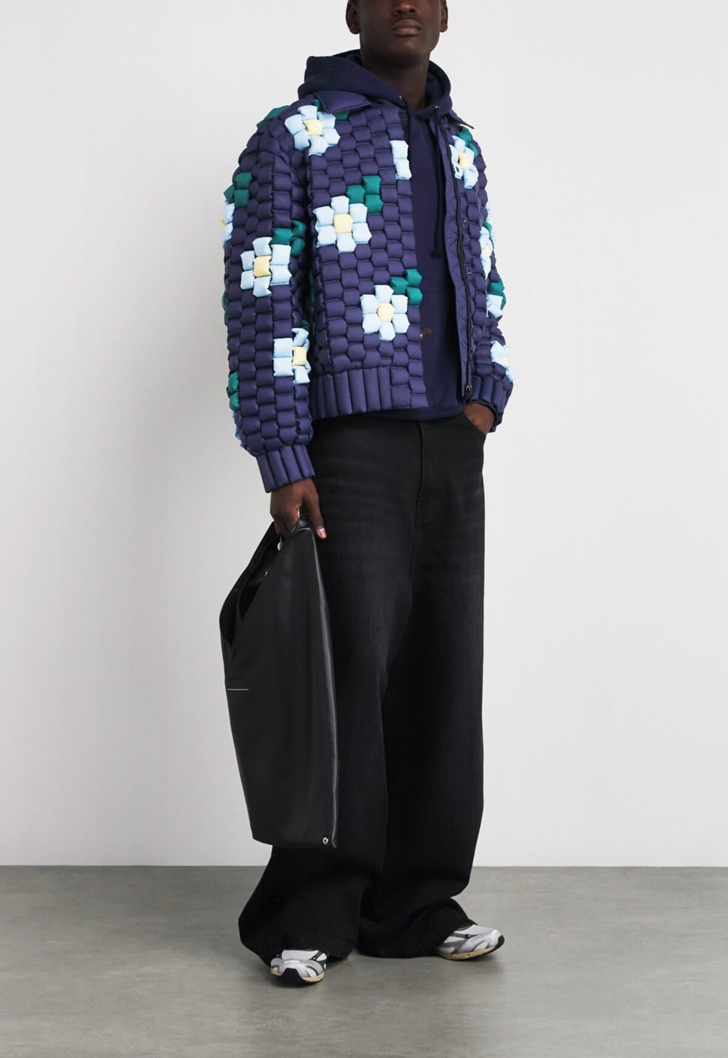 RAXXY 3D Down-Filled Floral Puffer Jacket Navy Blue - MAISONDEFASHION.COM