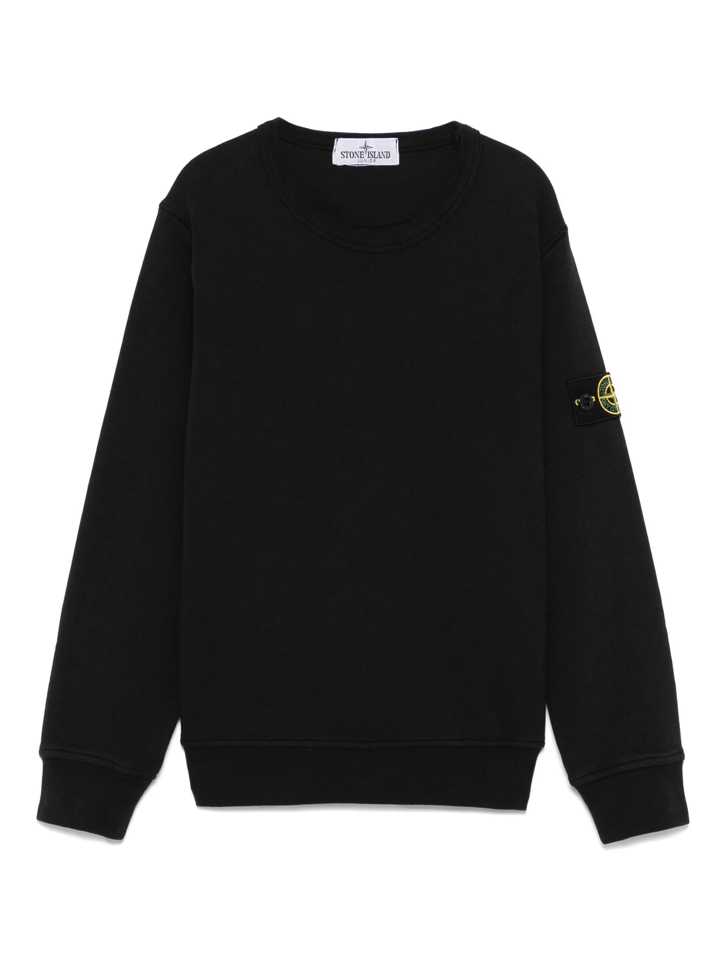 STONE ISLAND KIDS Boys Logo-Patch Crewneck Sweatshirt Black - MAISONDEFASHION.COM