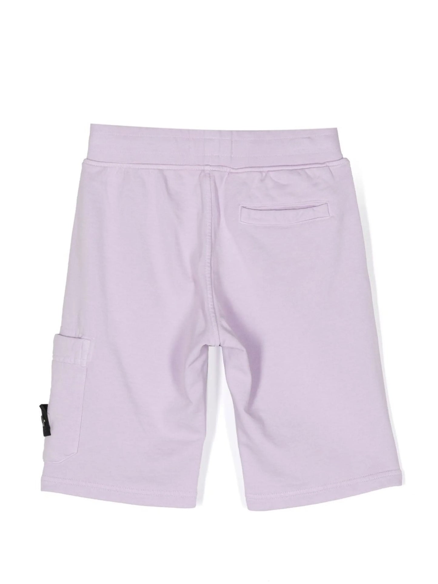 STONE ISLAND KIDS Boys Compass-Patch Elasticated Waistband Shorts Lilac - MAISONDEFASHION.COM