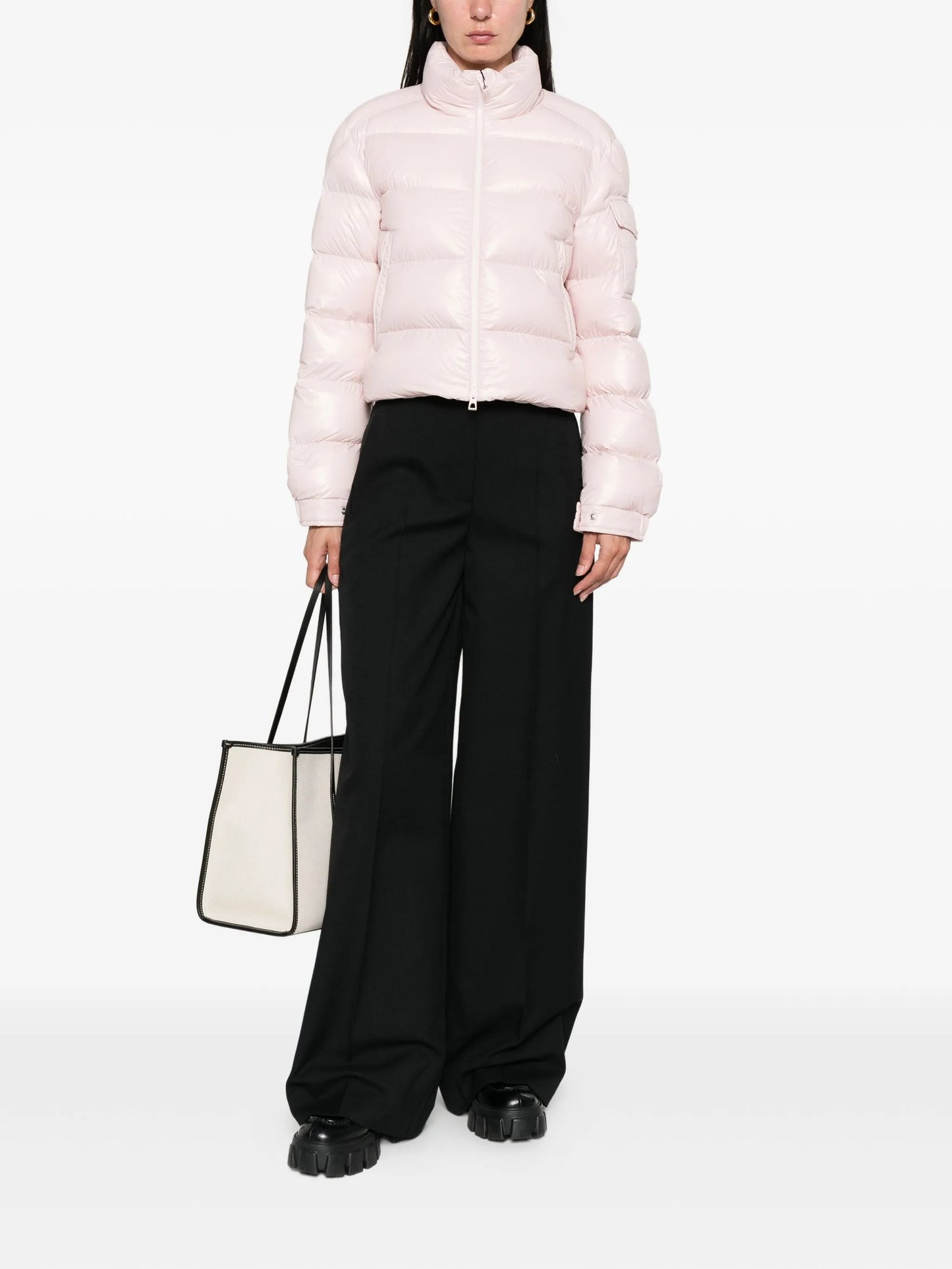 MONCLER WOMEN Pleated Wide Leg Trousers Black - MAISONDEFASHION.COM