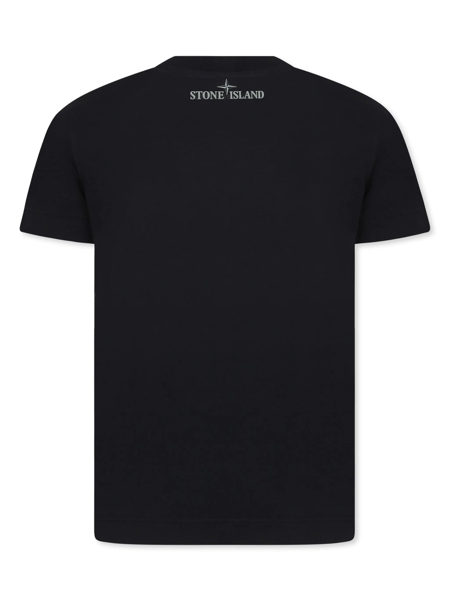 STONE ISLAND KIDS Boys Compass Printed Crewneck T-Shirt Black - MAISONDEFASHION.COM