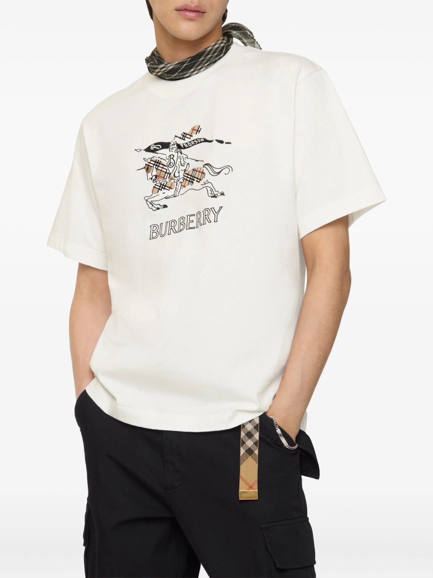 BURBERRY EKD Sketch Cotton T-shirt Chalk White - MAISONDEFASHION.COM