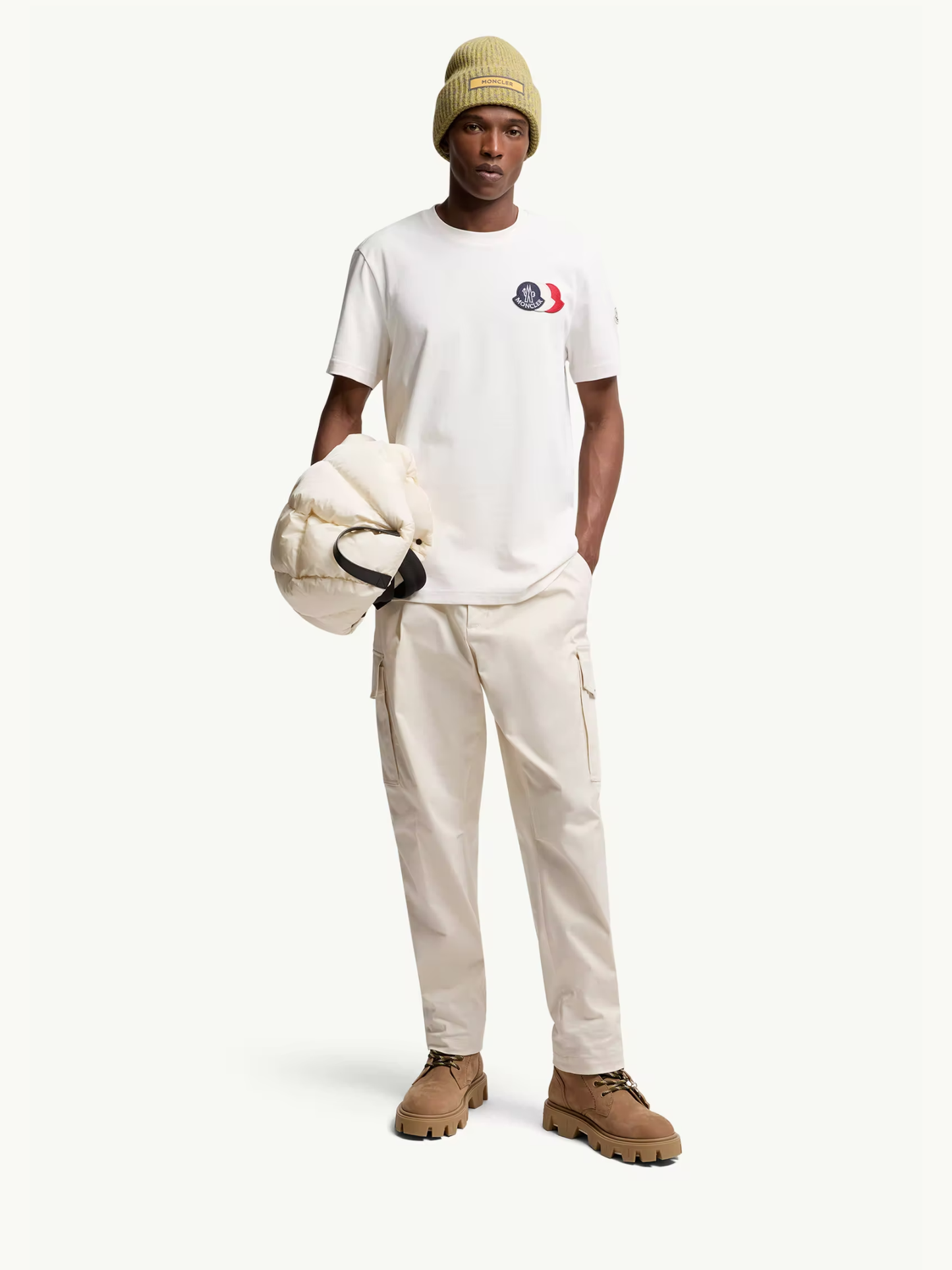 MONCLER Embroidered Tricolour Logo Cotton T-Shirt White - MAISONDEFASHION.COM