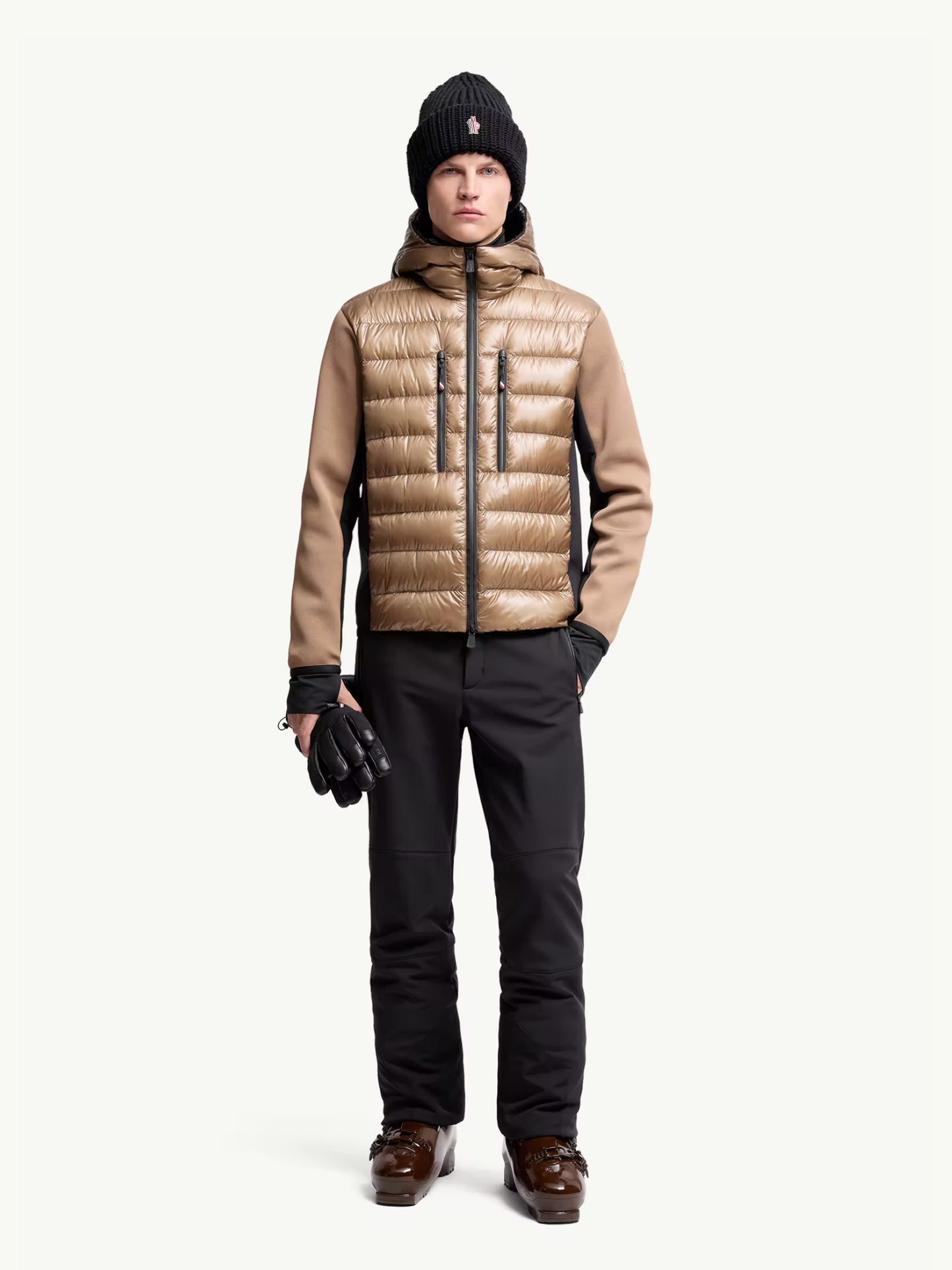 MONCLER GRENOBLE Padded Zip-Up Hoodie Beige - MAISONDEFASHION.COM