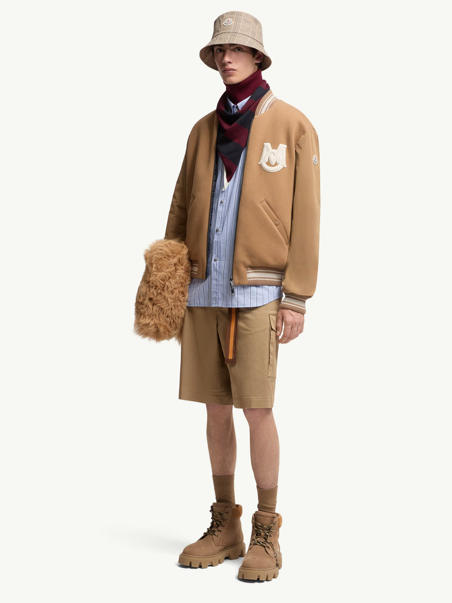 MONCLER Cotton Gabardine Cargo Shorts Beige - MAISONDEFASHION.COM