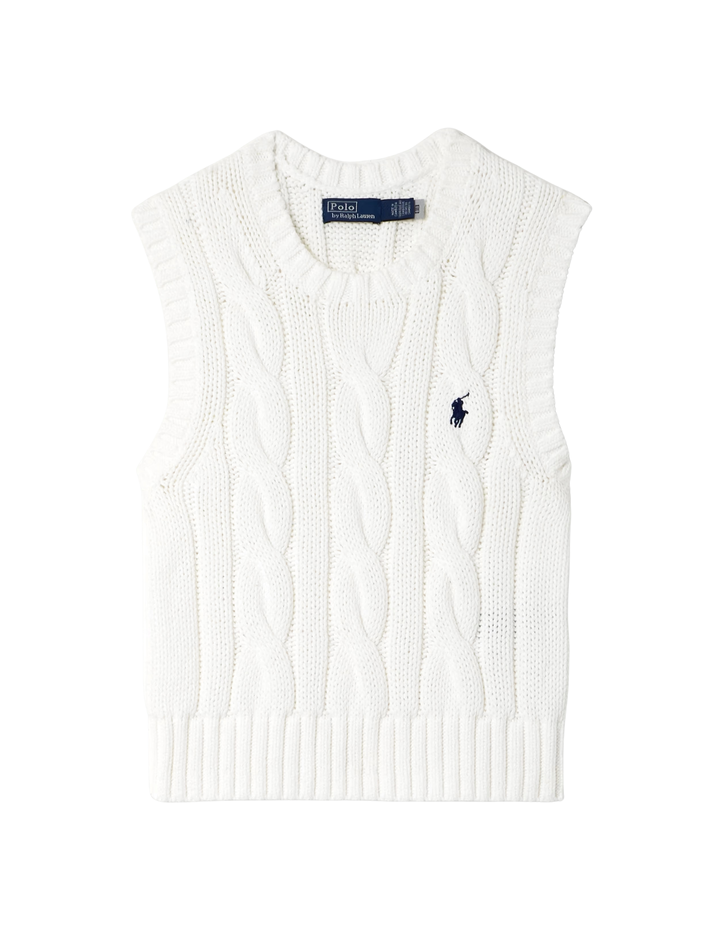 RALPH LAUREN WOMEN Cable-Knit Cotton Cropped Vest White - MAISONDEFASHION.COM
