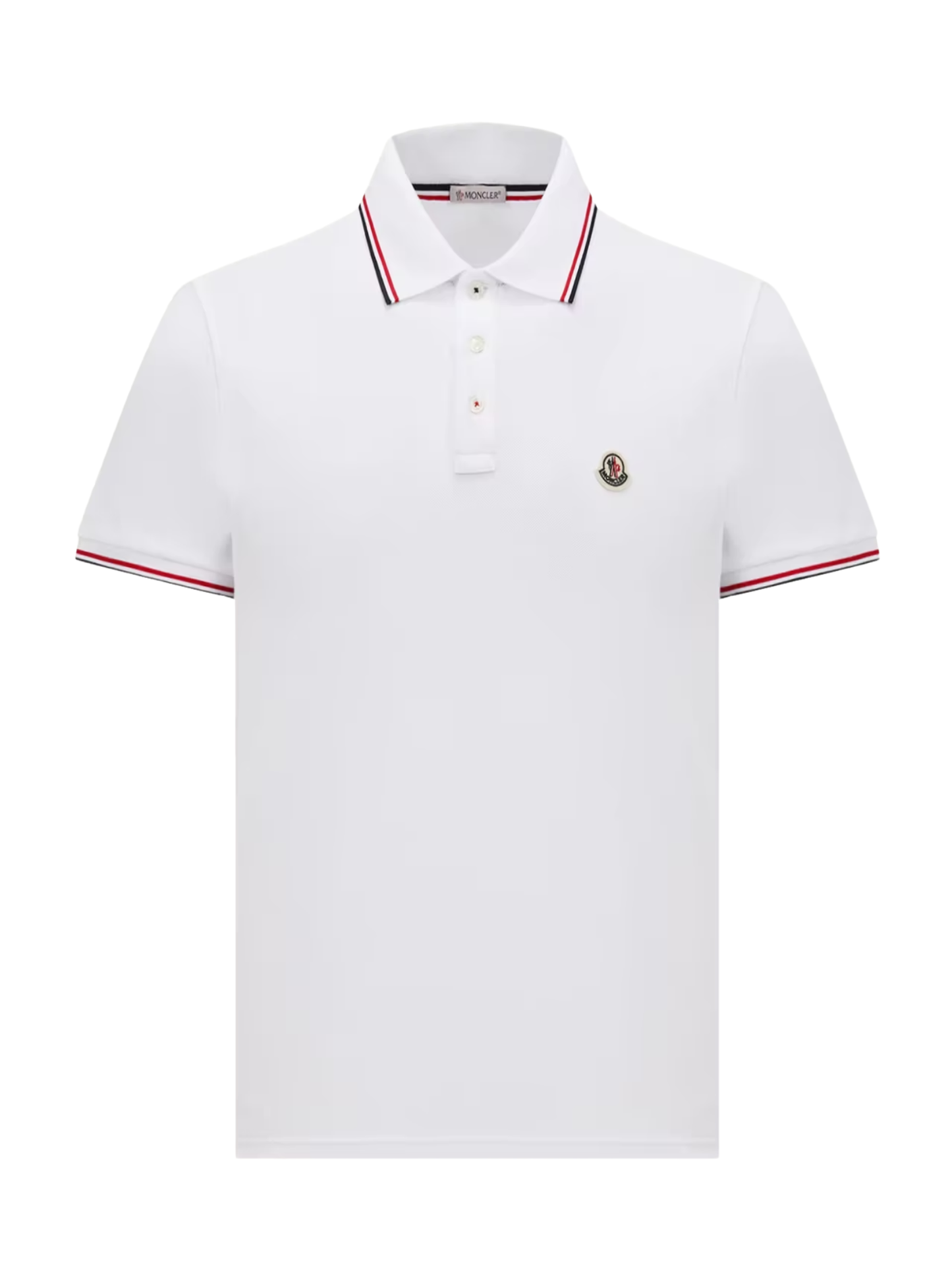 MONCLER Tricolour-Trimmed Cotton Piquet Polo Shirt Optical White - MAISONDEFASHION.COM