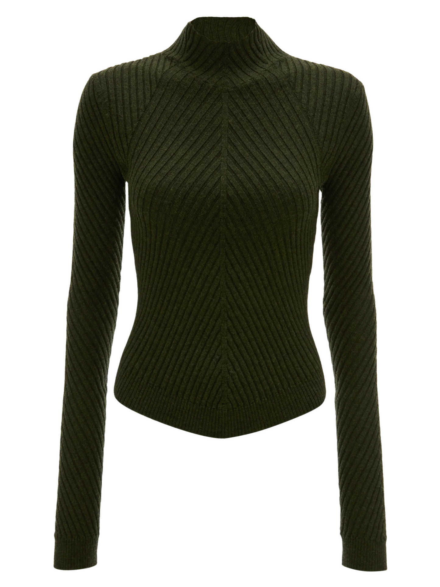 VICTORIA BECKHAM WOMEN Ribbed Long Sleeve Knit Polo Oregano - MAISONDEFASHION.COM