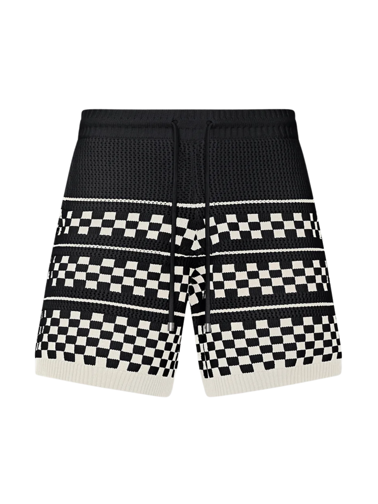 AMIRI Checkered Mesh Shorts Black - MAISONDEFASHION.COM