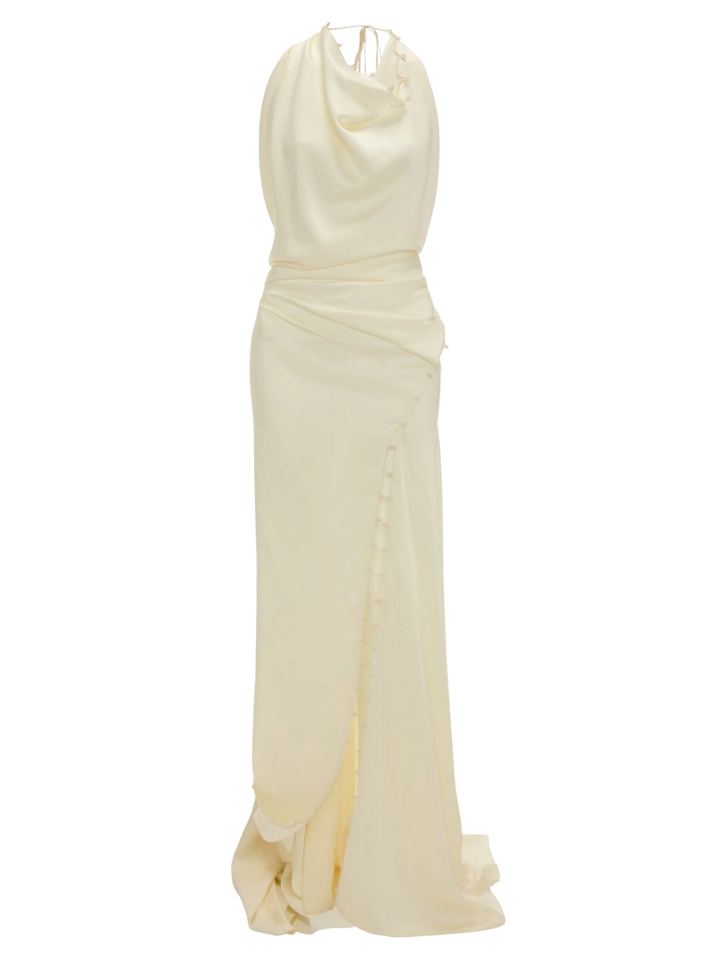 VICTORIA BECKHAM WOMEN Rouleaux Detail Sleeveless Gown Ivory - MAISONDEFASHION.COM