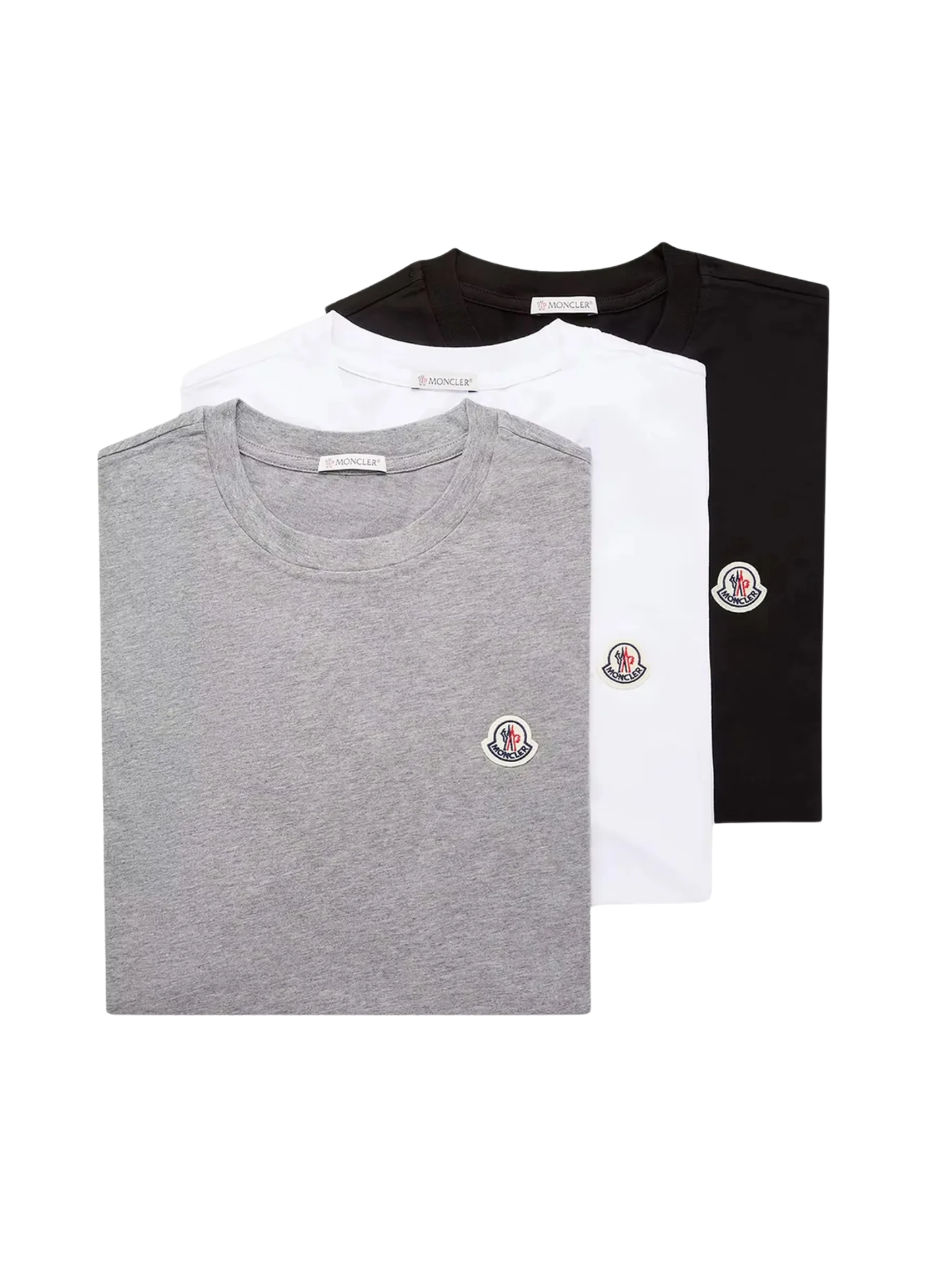 MONCLER 3-Pack Short Sleeve T-Shirts White/Black/Grey - MAISONDEFASHION.COM