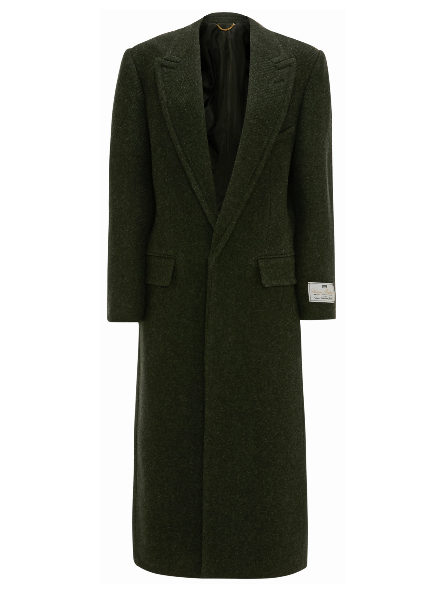 VICTORIA BECKHAM WOMEN Curved Sleeve Overcoat Dark Olive Melange - MAISONDEFASHION.COM