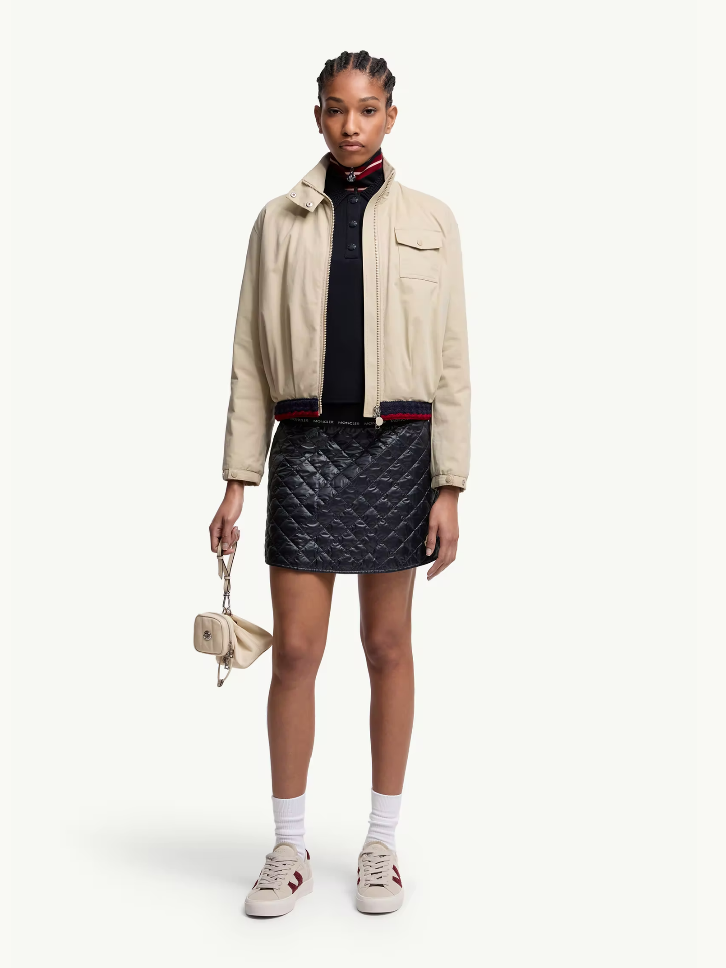 MONCLER WOMEN Diamond-Quilted Mini Skirt Navy - MAISONDEFASHION.COM
