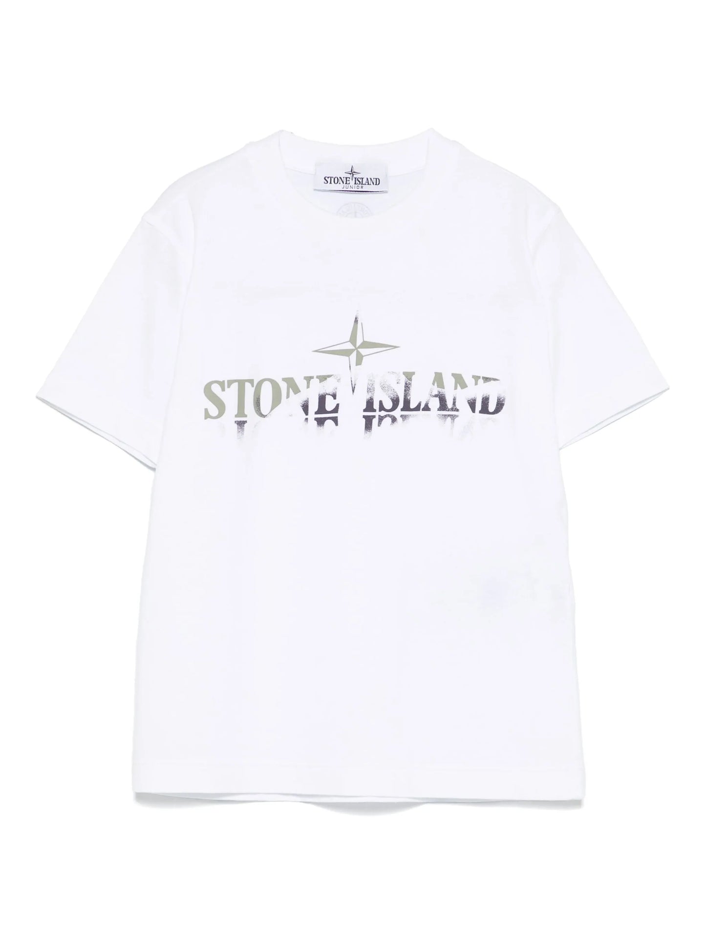 STONE ISLAND KIDS Boys Camo Two Print Logo T-shirt White - MAISONDEFASHION.COM
