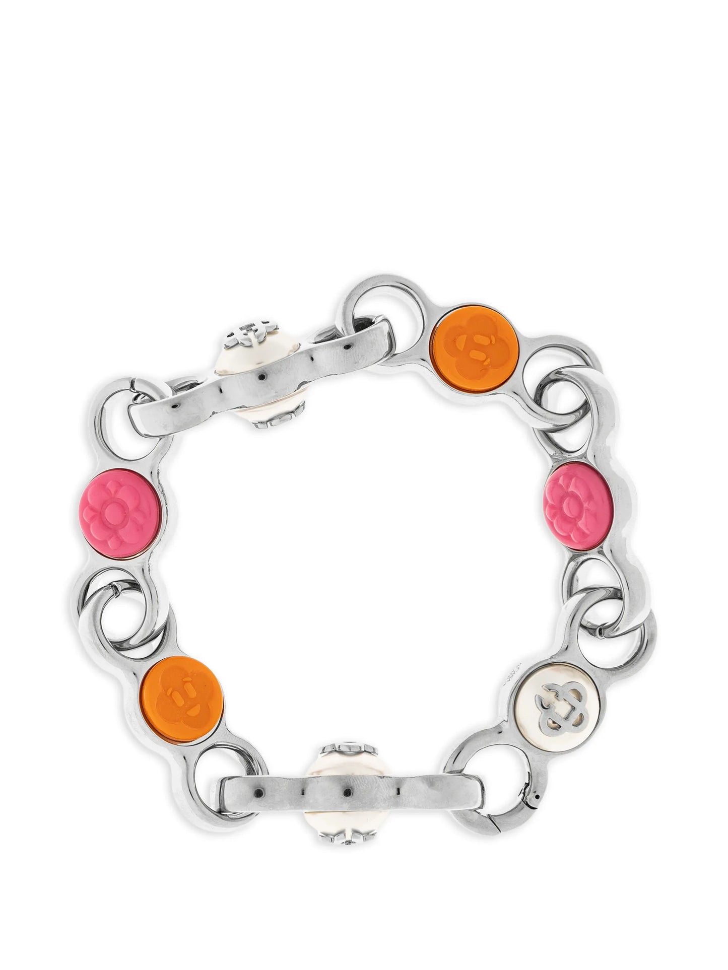 CASABLANCA Bull Link Chain Bracelet Silver/Orange/Pink - MAISONDEFASHION.COM