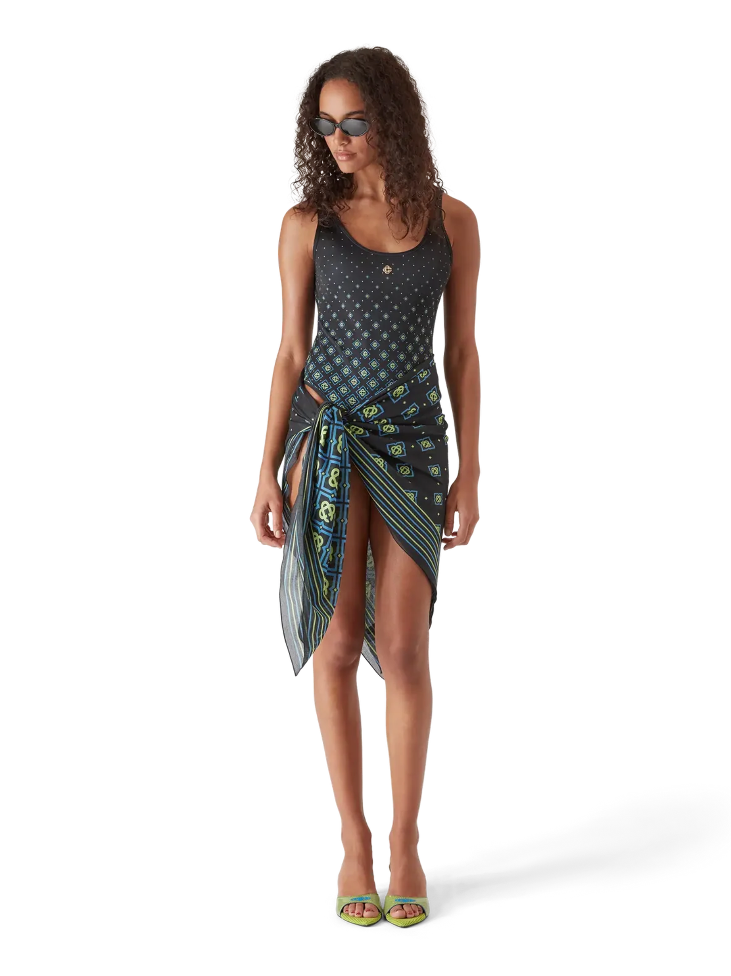 CASABLANCA WOMEN Degrade Monogram Swimsuit Black - MAISONDEFASHION.COM