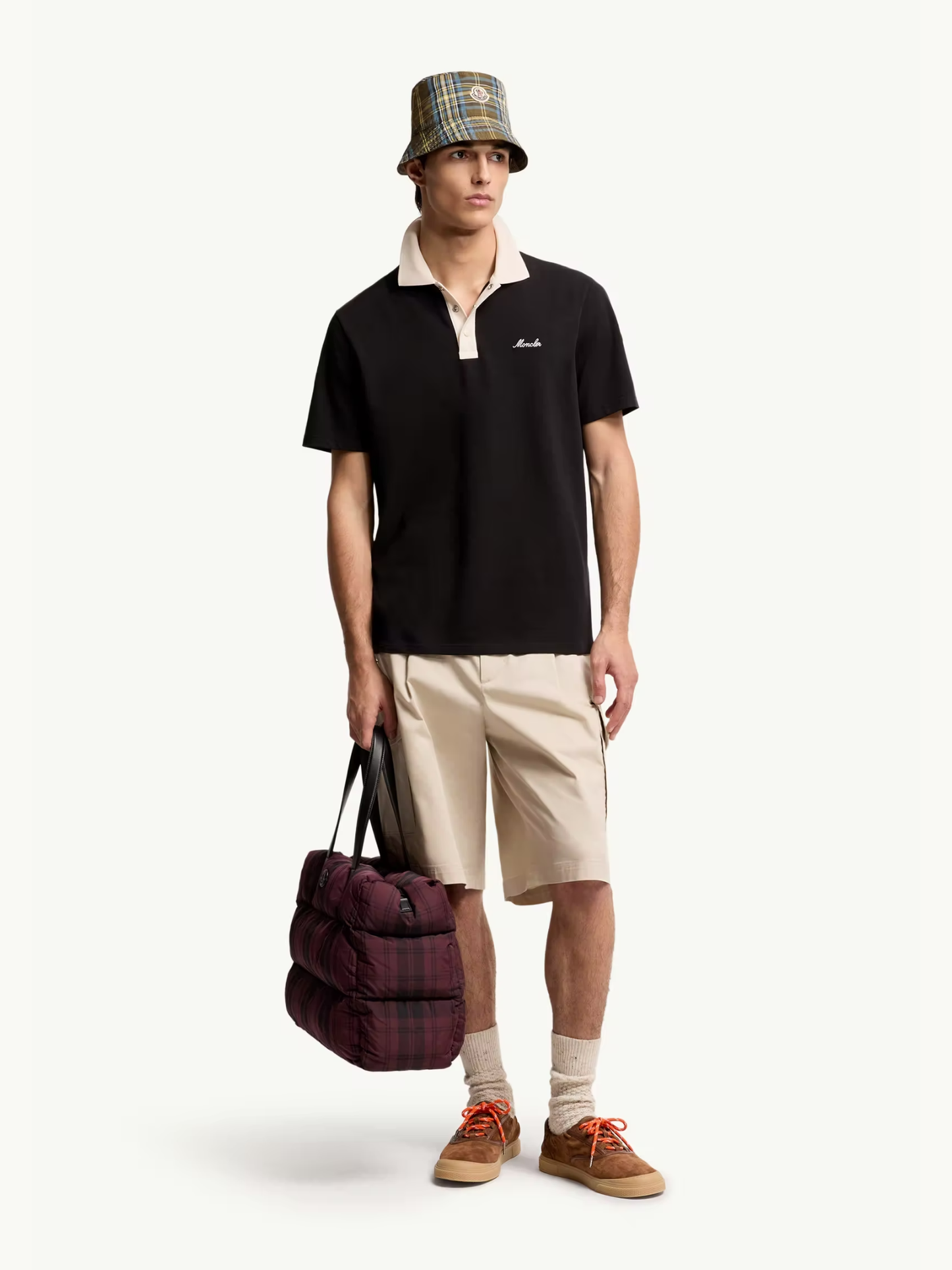 MONCLER Embroidered Logo Cotton Piquet Polo Shirt Black - MAISONDEFASHION.COM