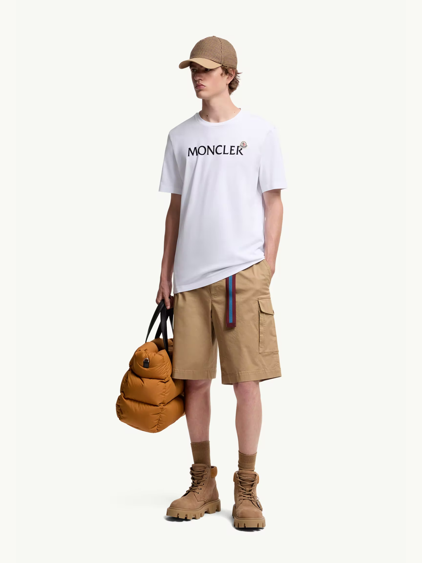 MONCLER Flocked Logo Cotton T-Shirt White - MAISONDEFASHION.COM