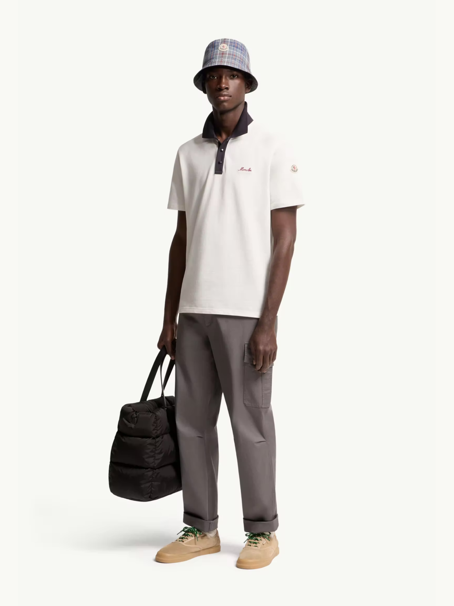 MONCLER Embroidered Logo Cotton Piquet Polo Shirt White - MAISONDEFASHION.COM