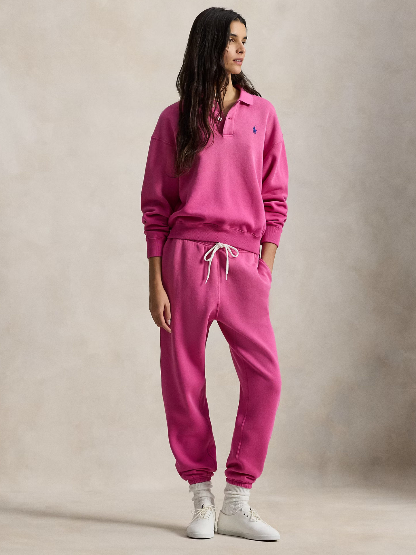 RALPH LAUREN WOMEN Fleece Drawstring Tracksuit Bottoms Accent Pink - MAISONDEFASHION.COM