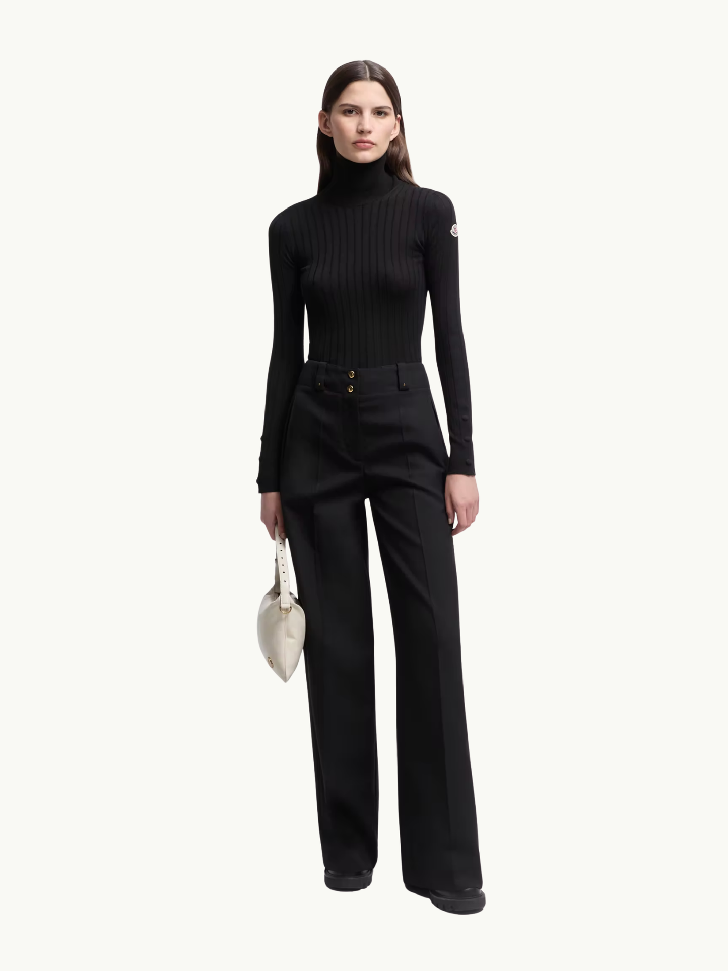 MONCLER WOMEN Wool & Cashmere Polo Neck Jumper Black - MAISONDEFASHION.COM