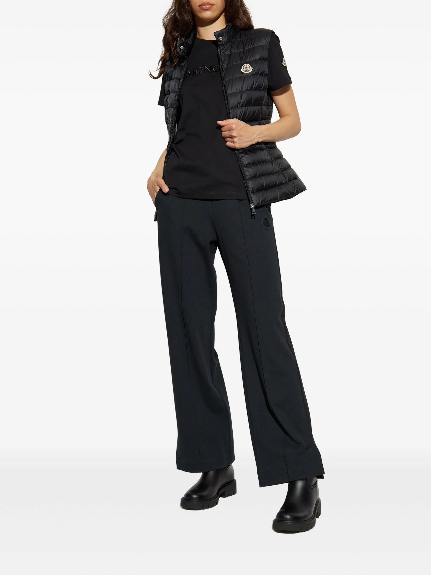 MONCLER WOMEN Logo T-shirt Black - MAISONDEFASHION.COM