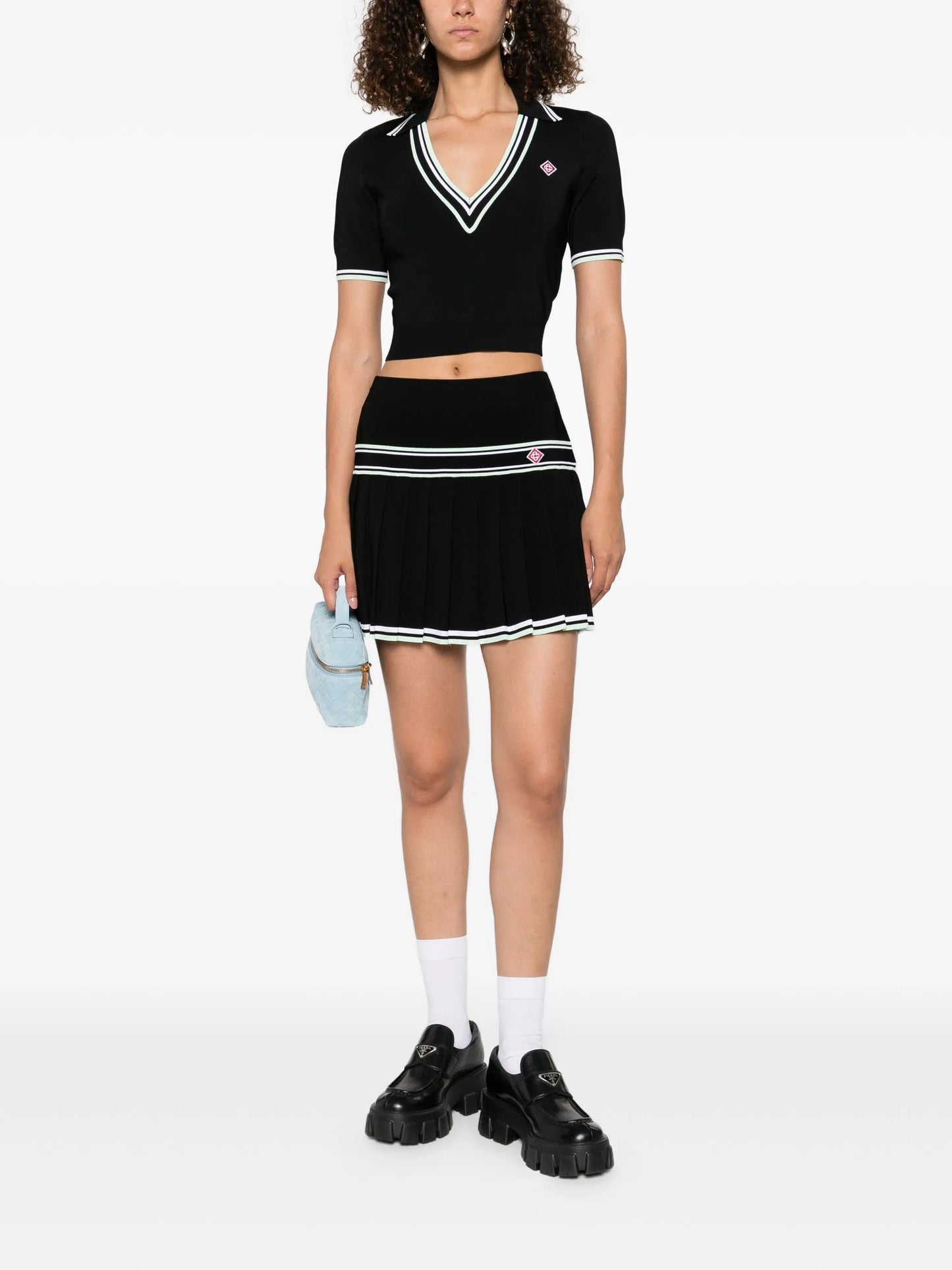 CASABLANCA WOMEN Viscose Pleated Mini Skirt Black - MAISONDEFASHION.COM