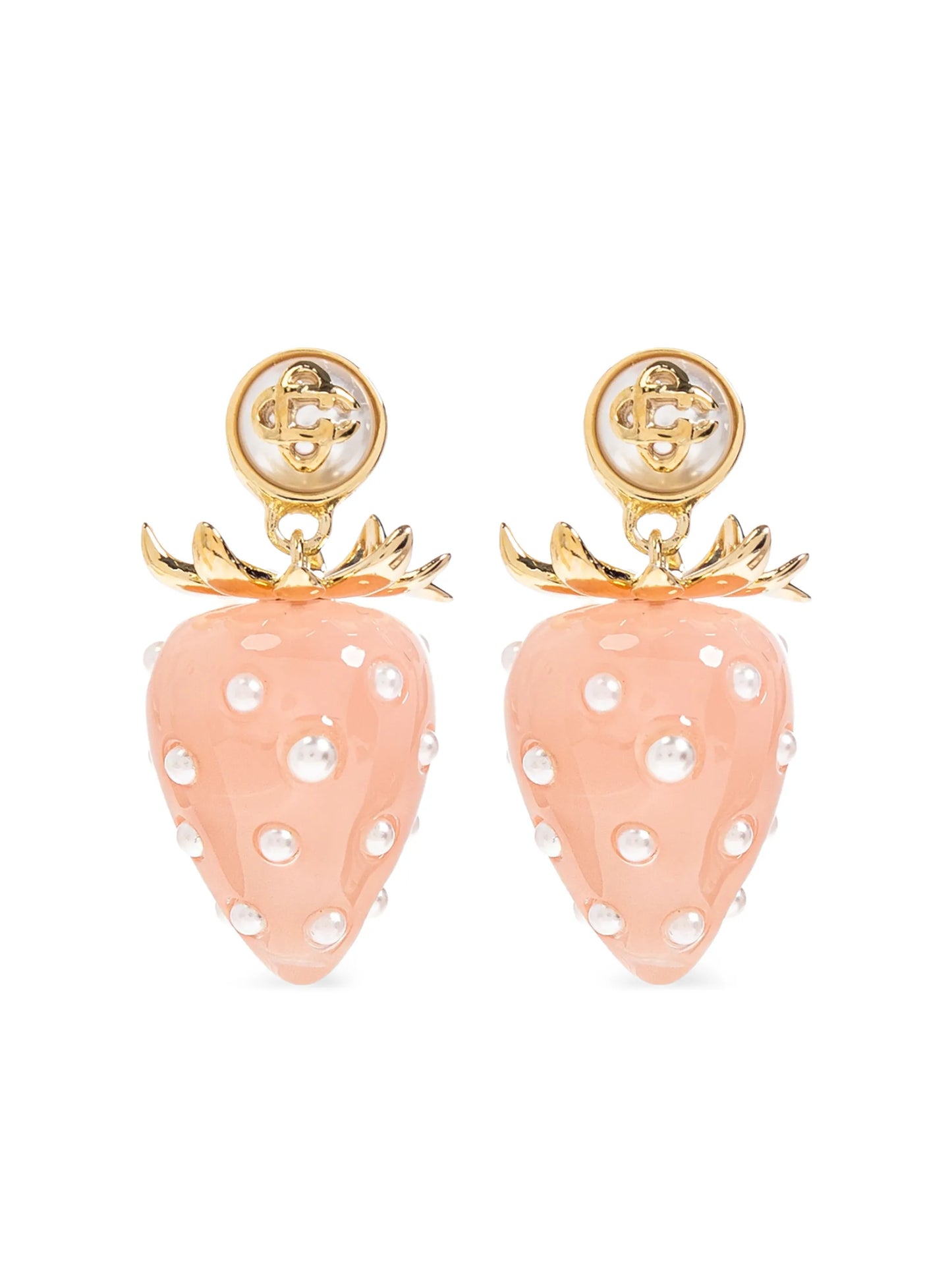 CASABLANCA WOMEN Strawberry Earrings Gold/Pink/White - MAISONDEFASHION.COM