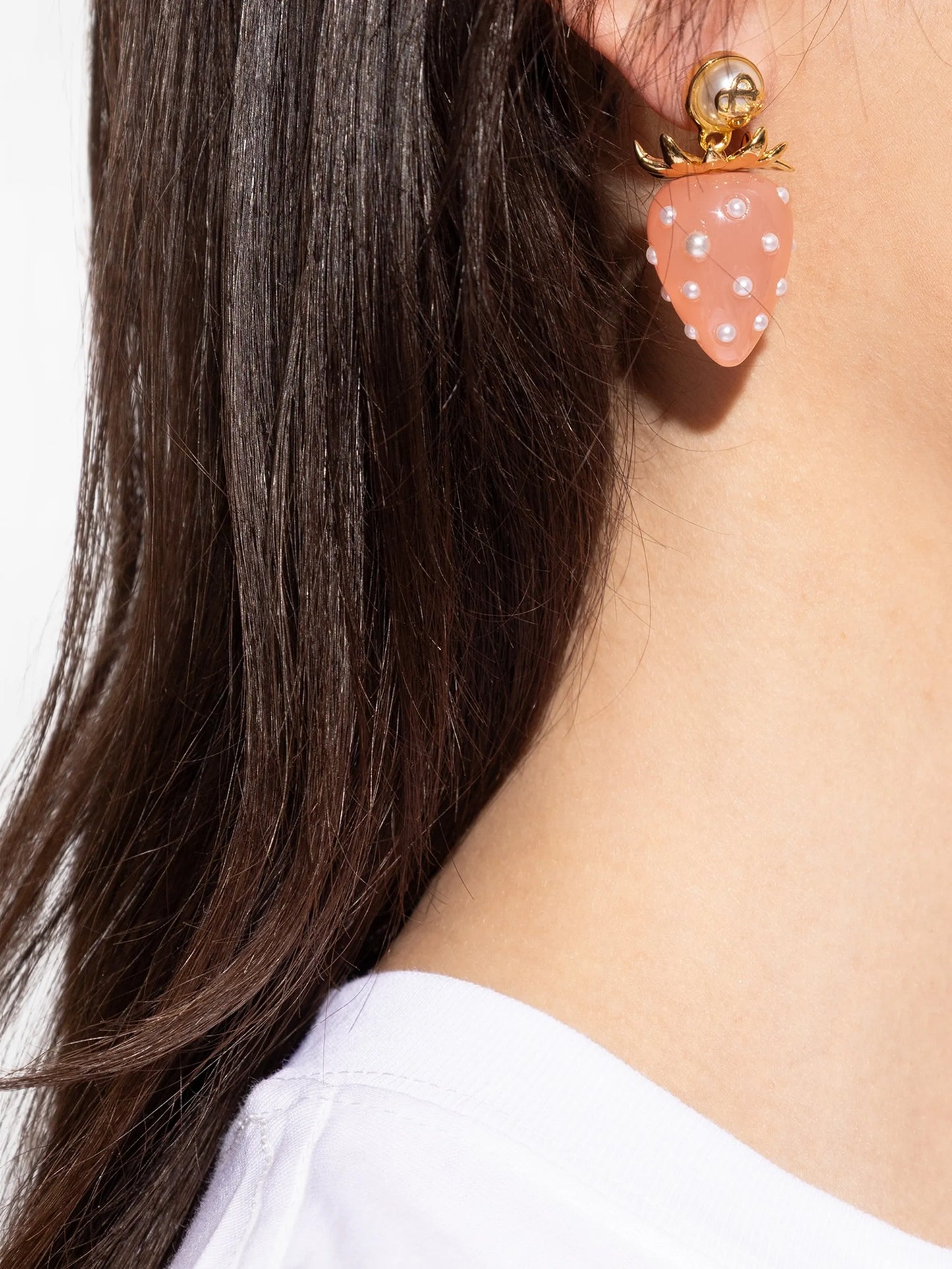 CASABLANCA WOMEN Strawberry Earrings Gold/Pink/White - MAISONDEFASHION.COM