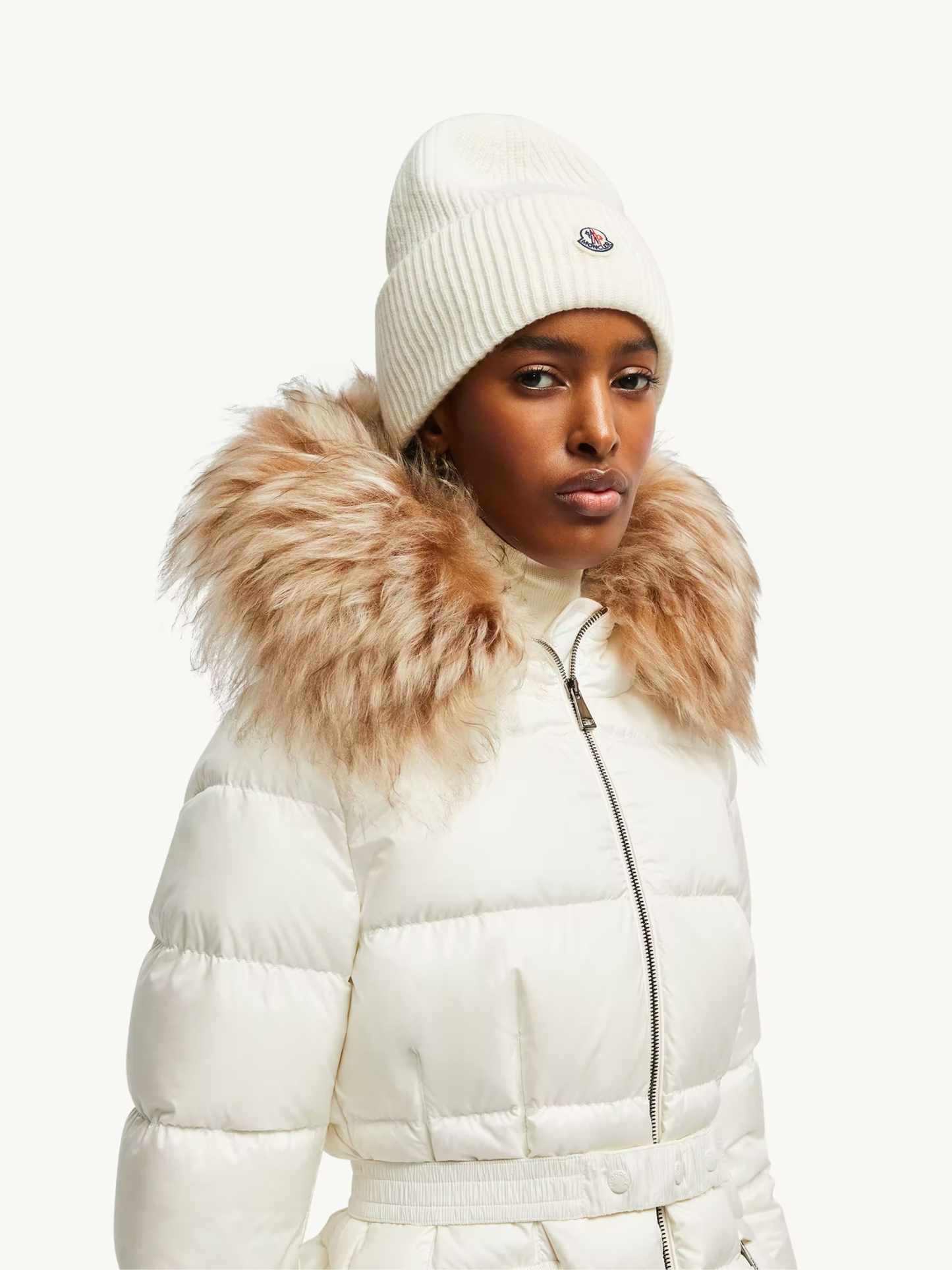 MONCLER WOMEN Wool Beanie White - MAISONDEFASHION.COM