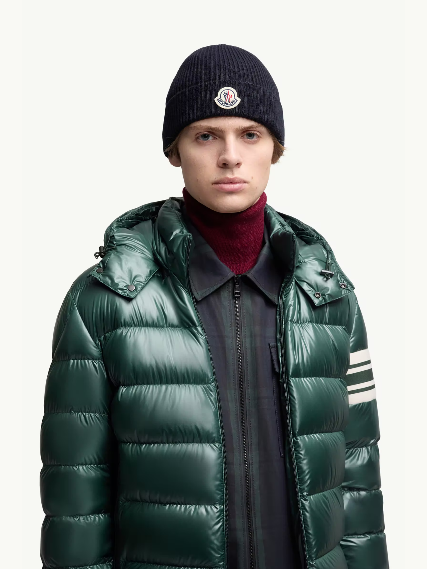 MONCLER Wool Beanie Navy - MAISONDEFASHION.COM
