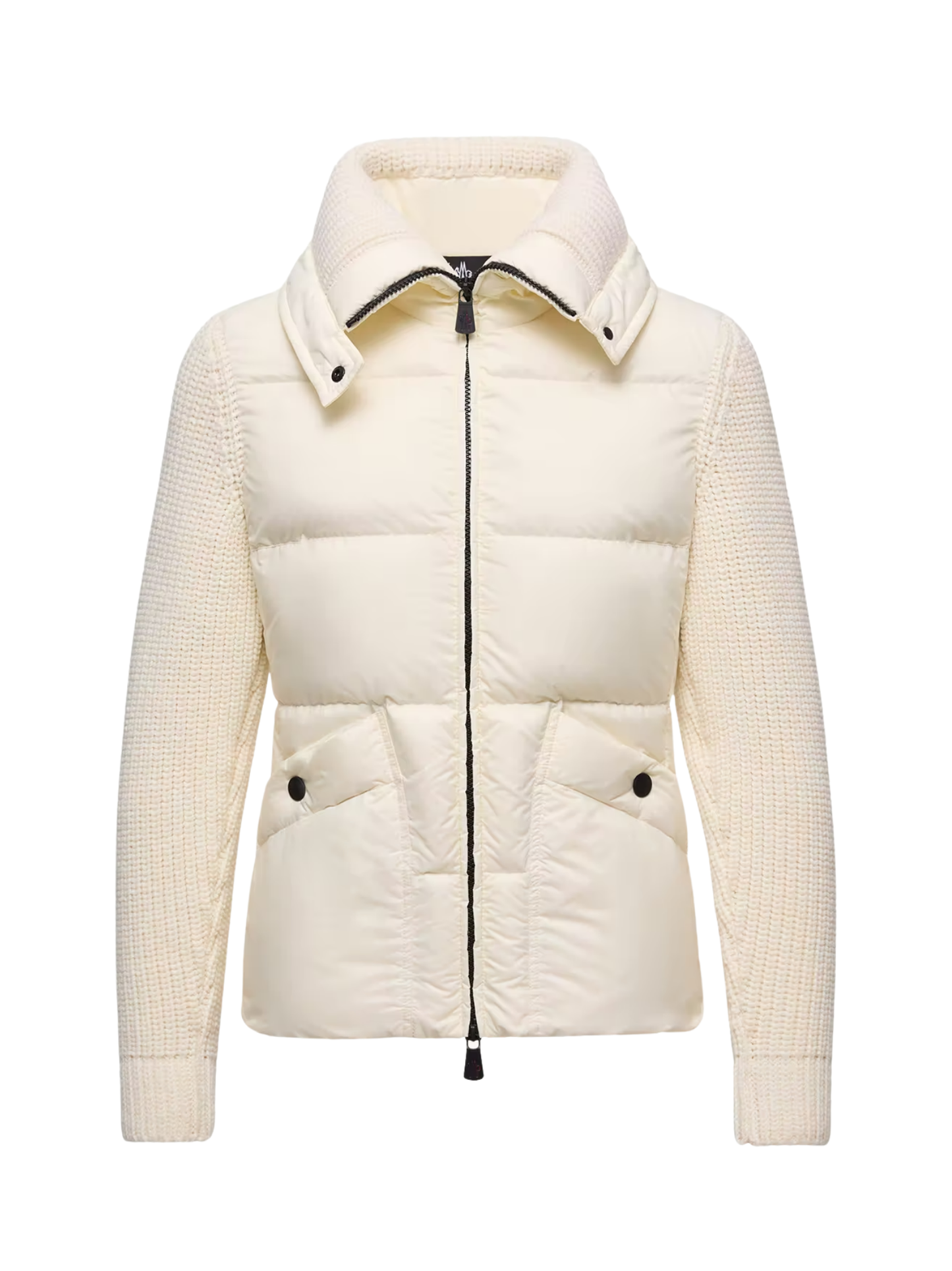 MONCLER GRENOBLE WOMEN Padded Wool Zip-Up Cardigan White - MAISONDEFASHION.COM