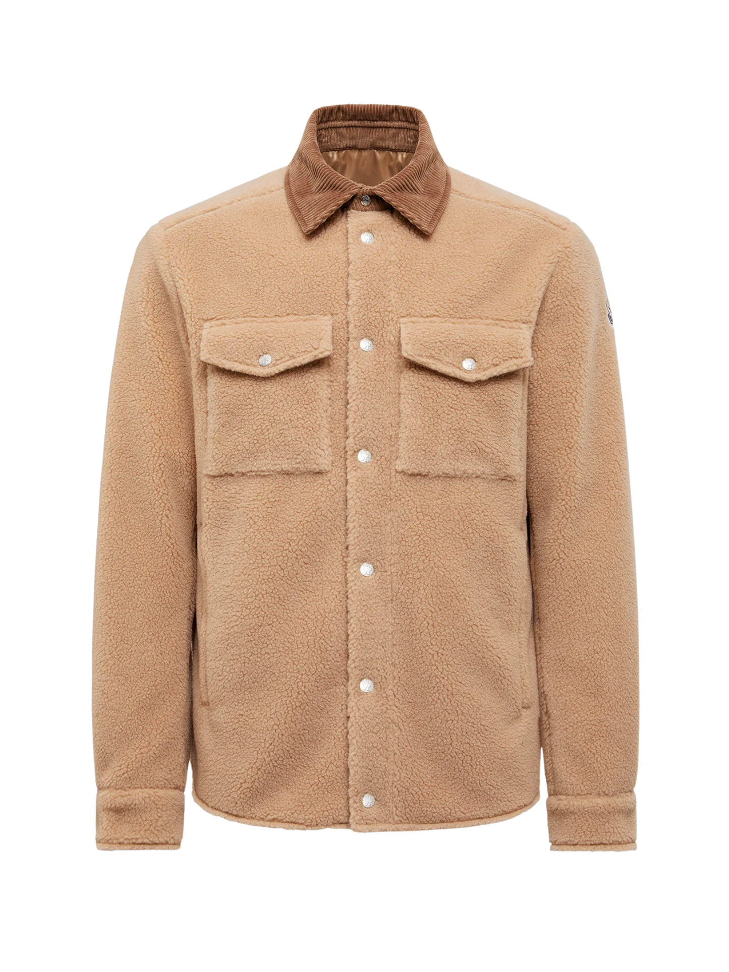 MONCLER Teddy Corduroy-Trimmed Shirt Jacket Beige - MAISONDEFASHION.COM